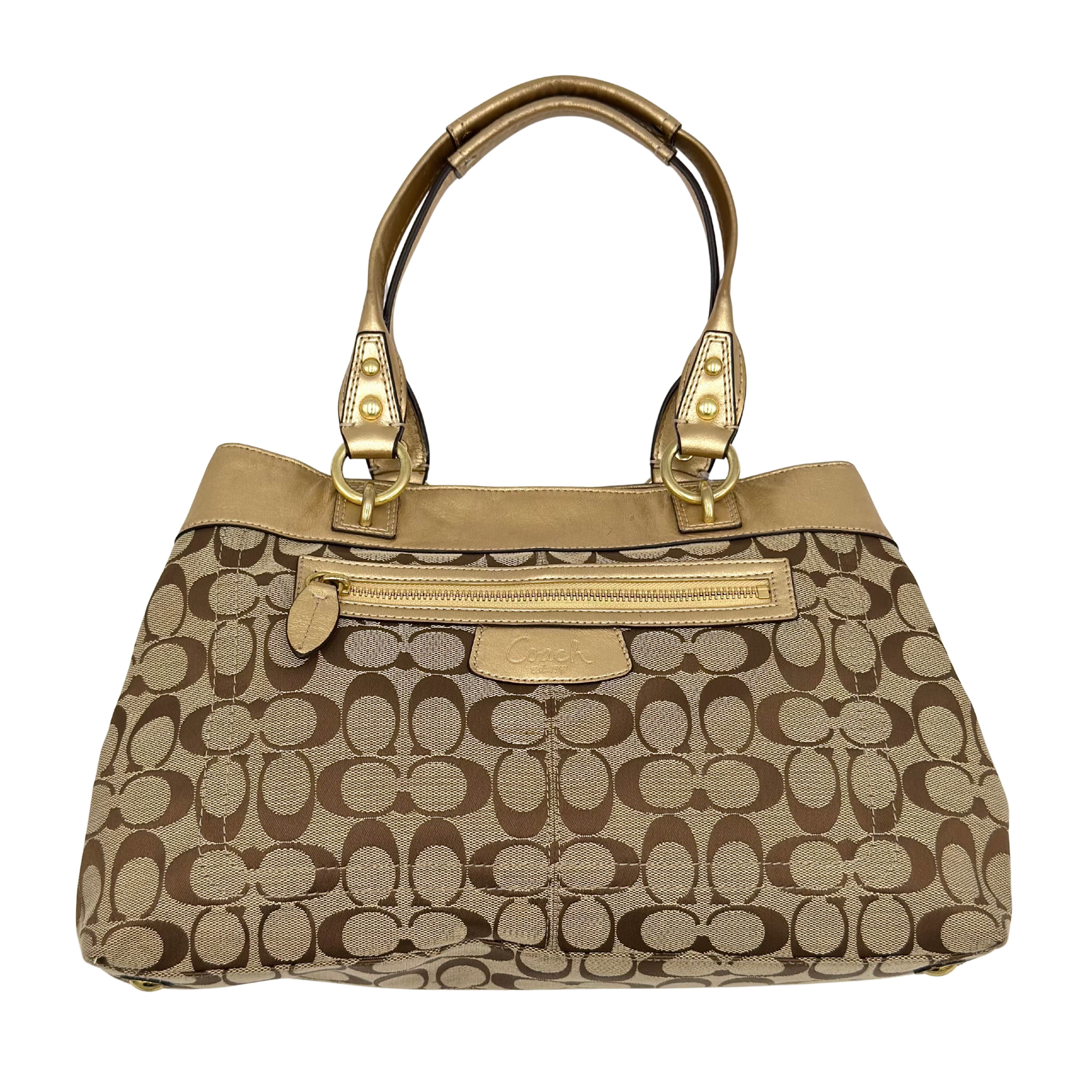 Coach Signature Penelope Shoulder Bag Beige/Gold
