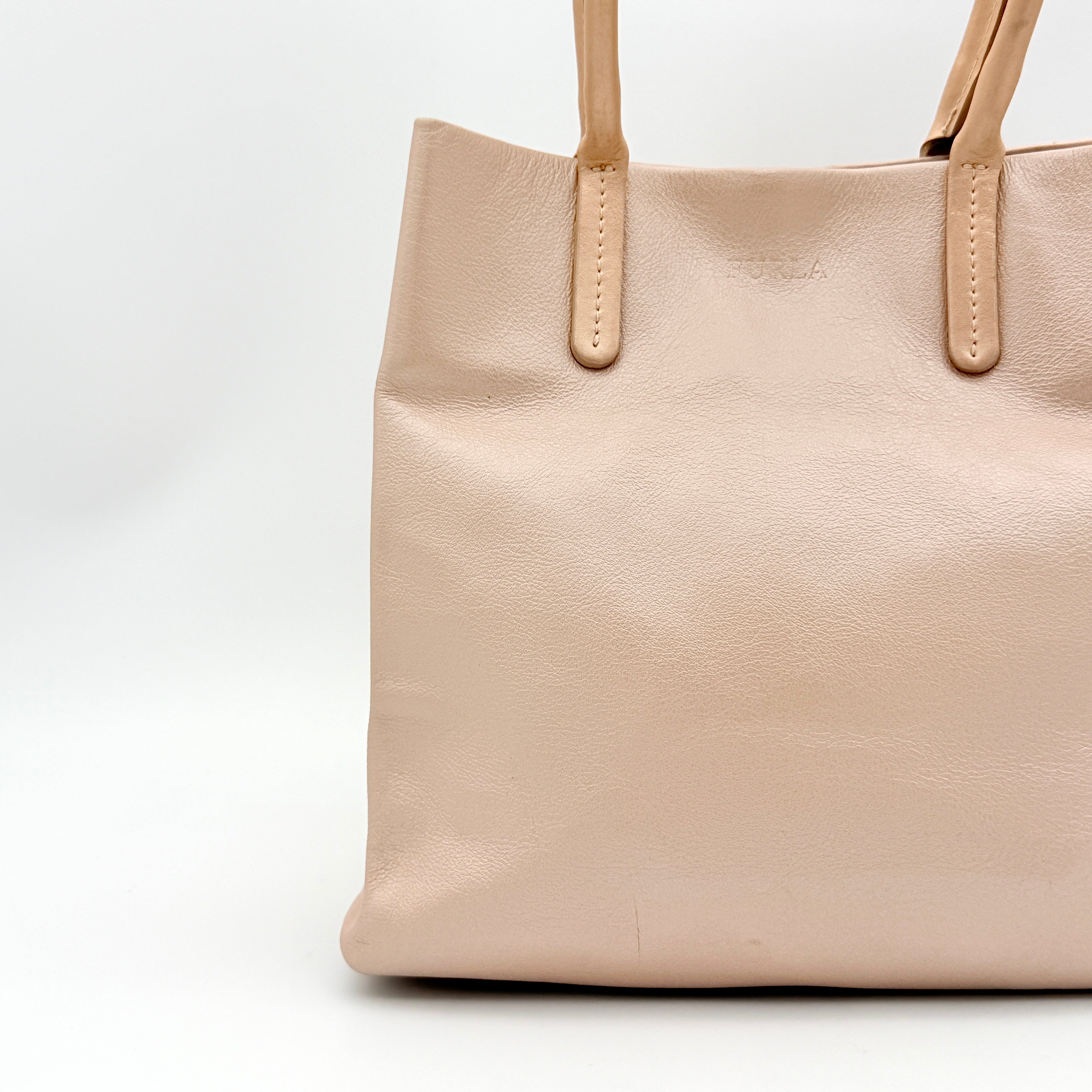 Furla Leather Mini Tote Bag Beige