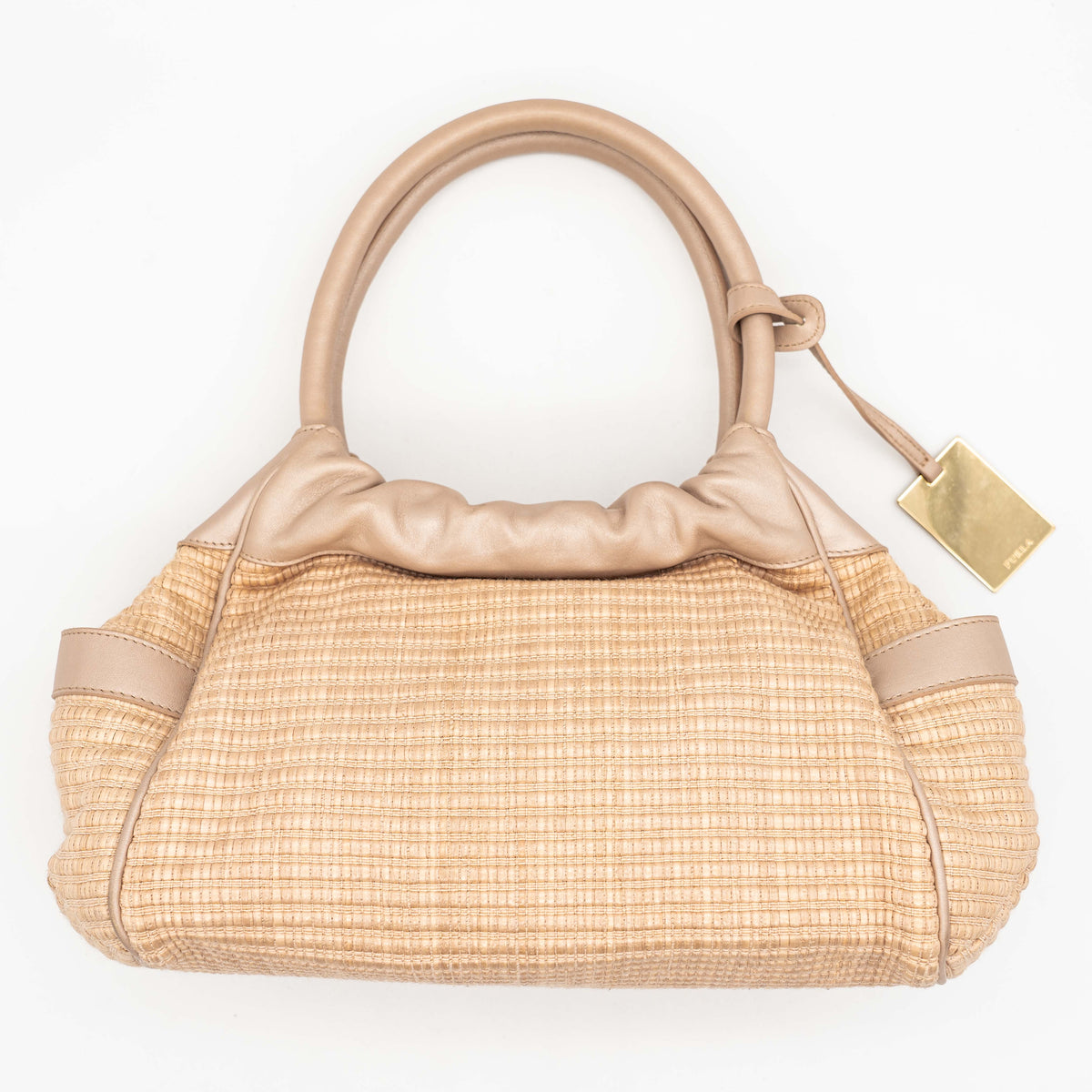 Furla Raffia Shoulder Bag Beige