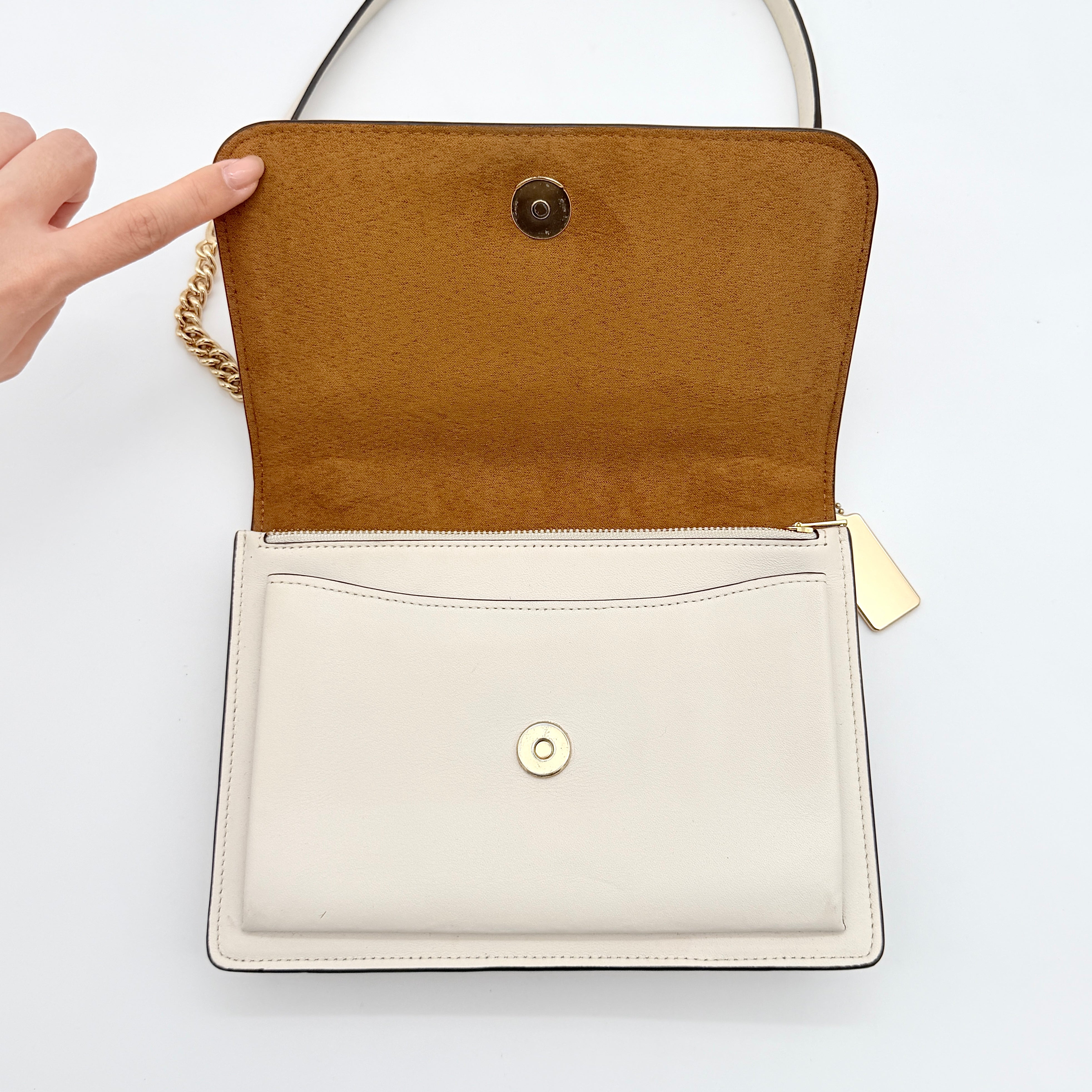 Coach 2Way Klare Linear Quilting Shoulder Bag Cream