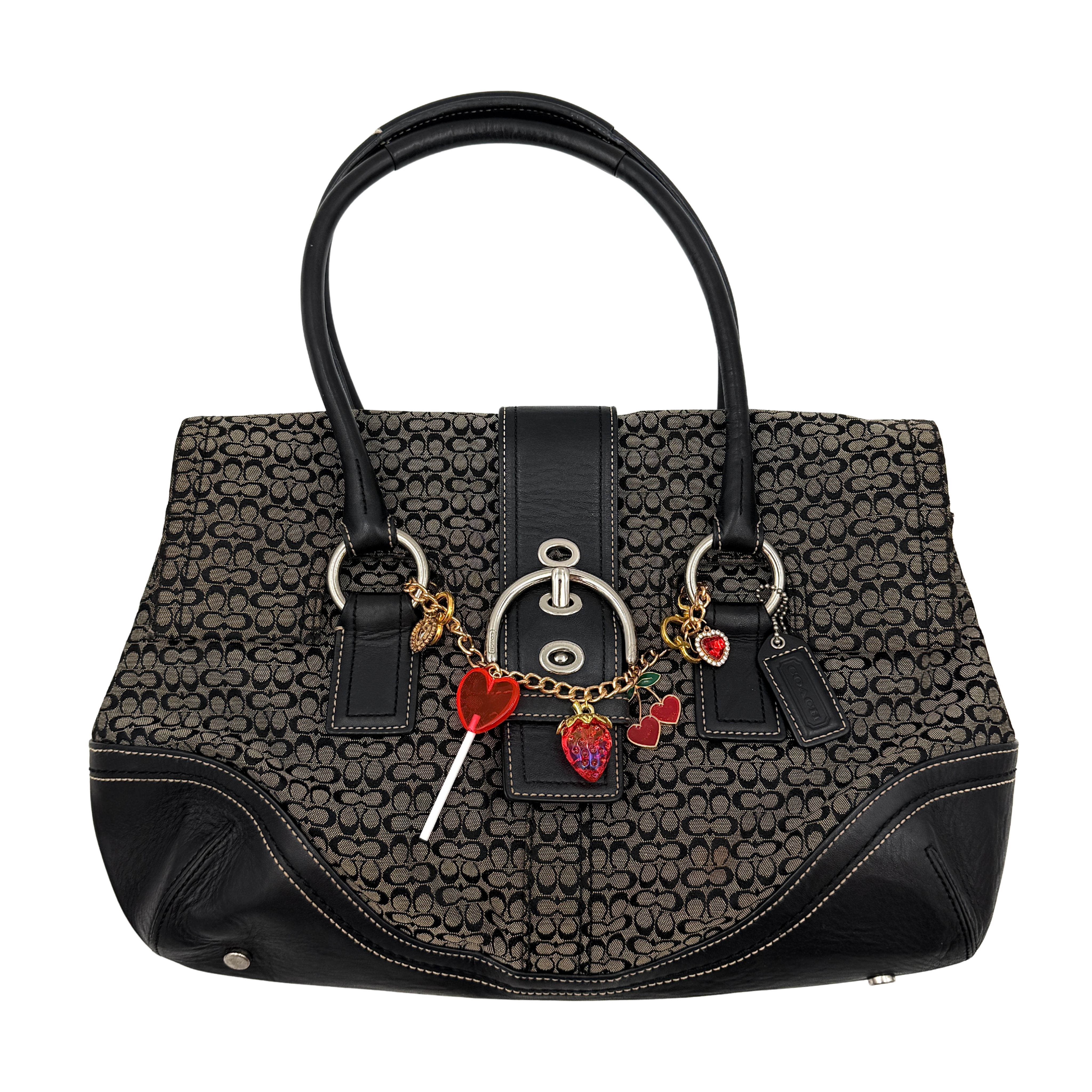 Coach Y2K Soho Shoulder Bag Grey/Black (With Charms)