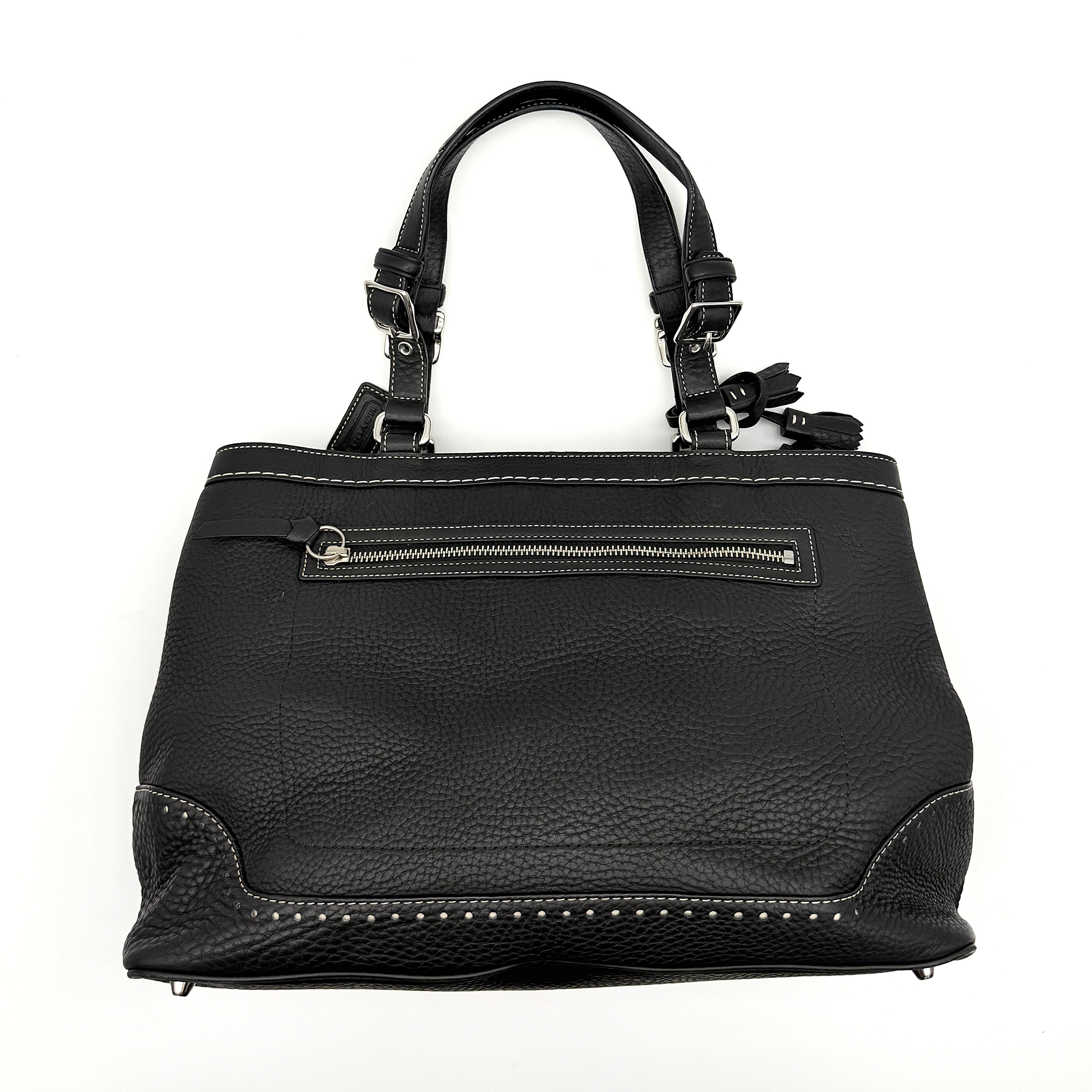 Coach Hampton Leather Tote Bag Black