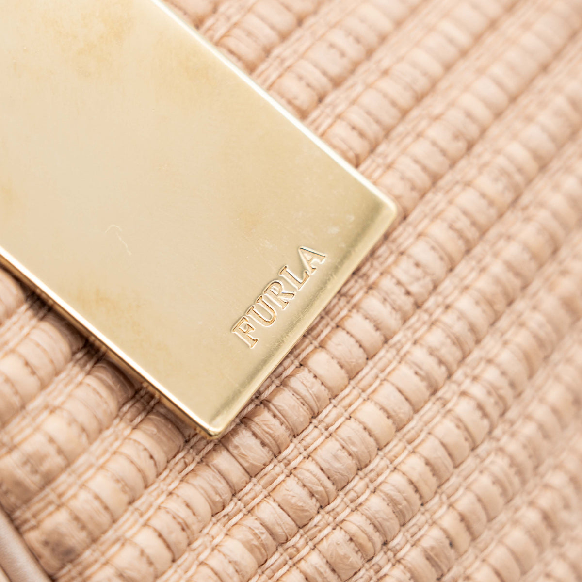 Furla Raffia Shoulder Bag Beige