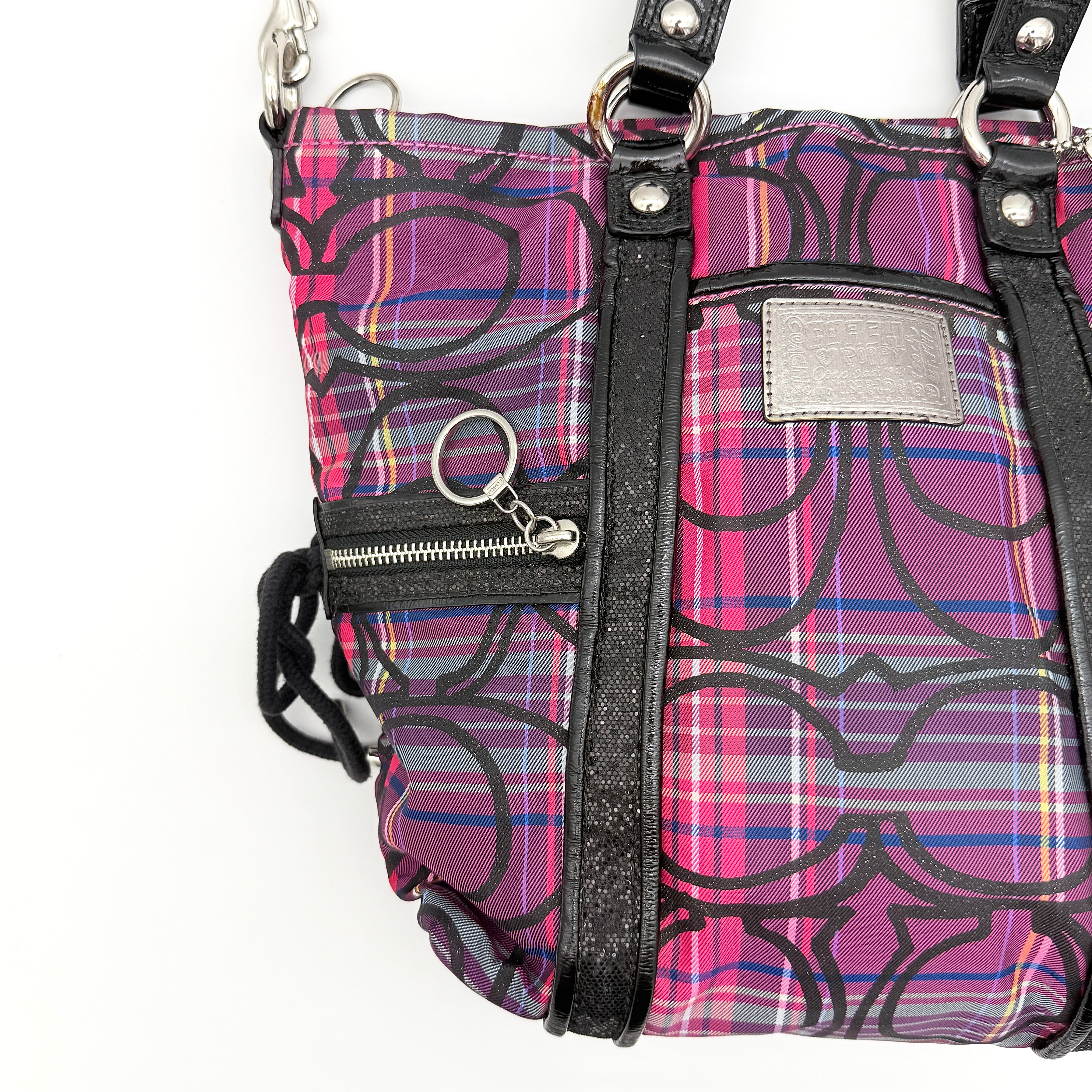 Coach 2Way Poppy Tartan Shoulder Bag Multi