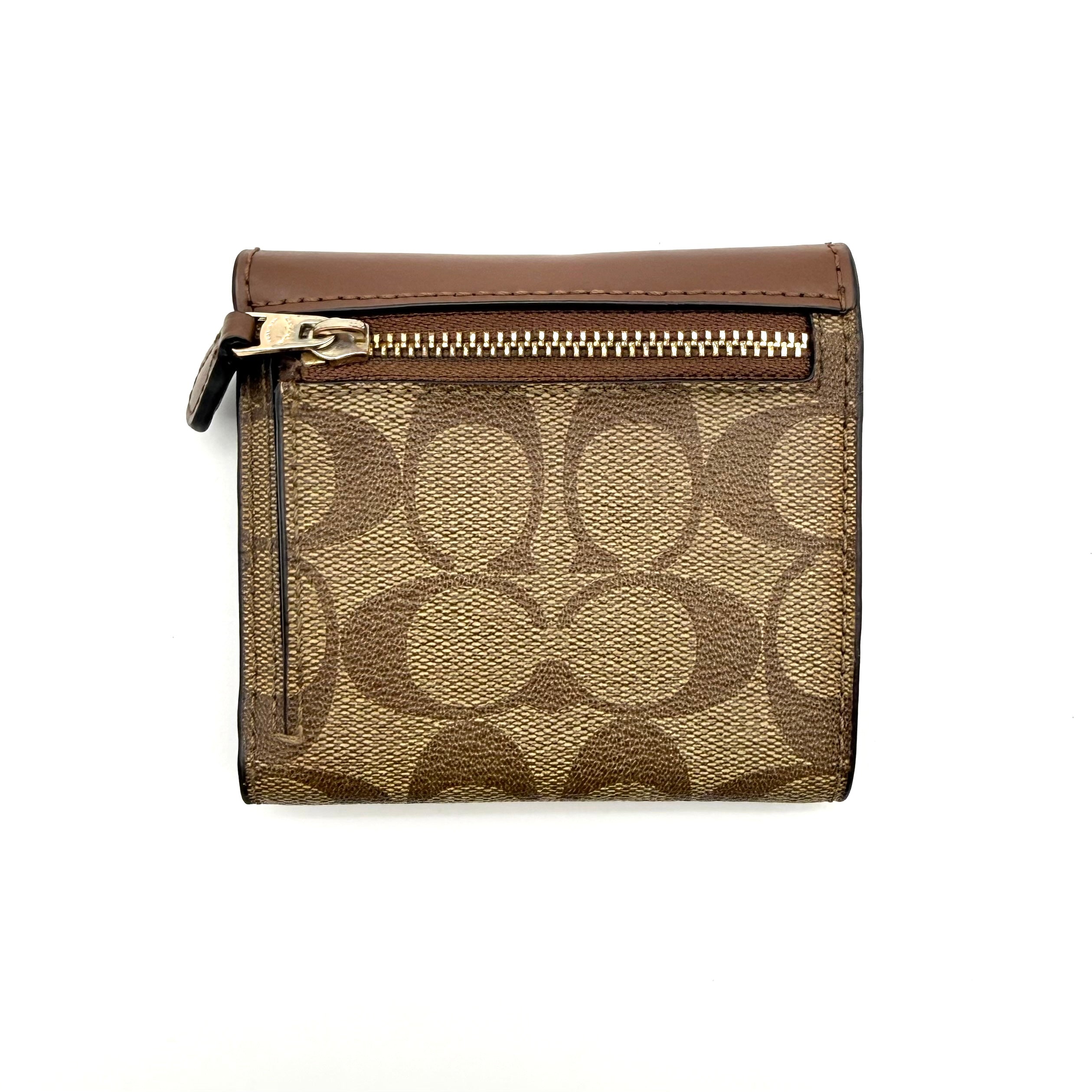 Coach Signature Coated Canvas Small Wallet Beige/Brown