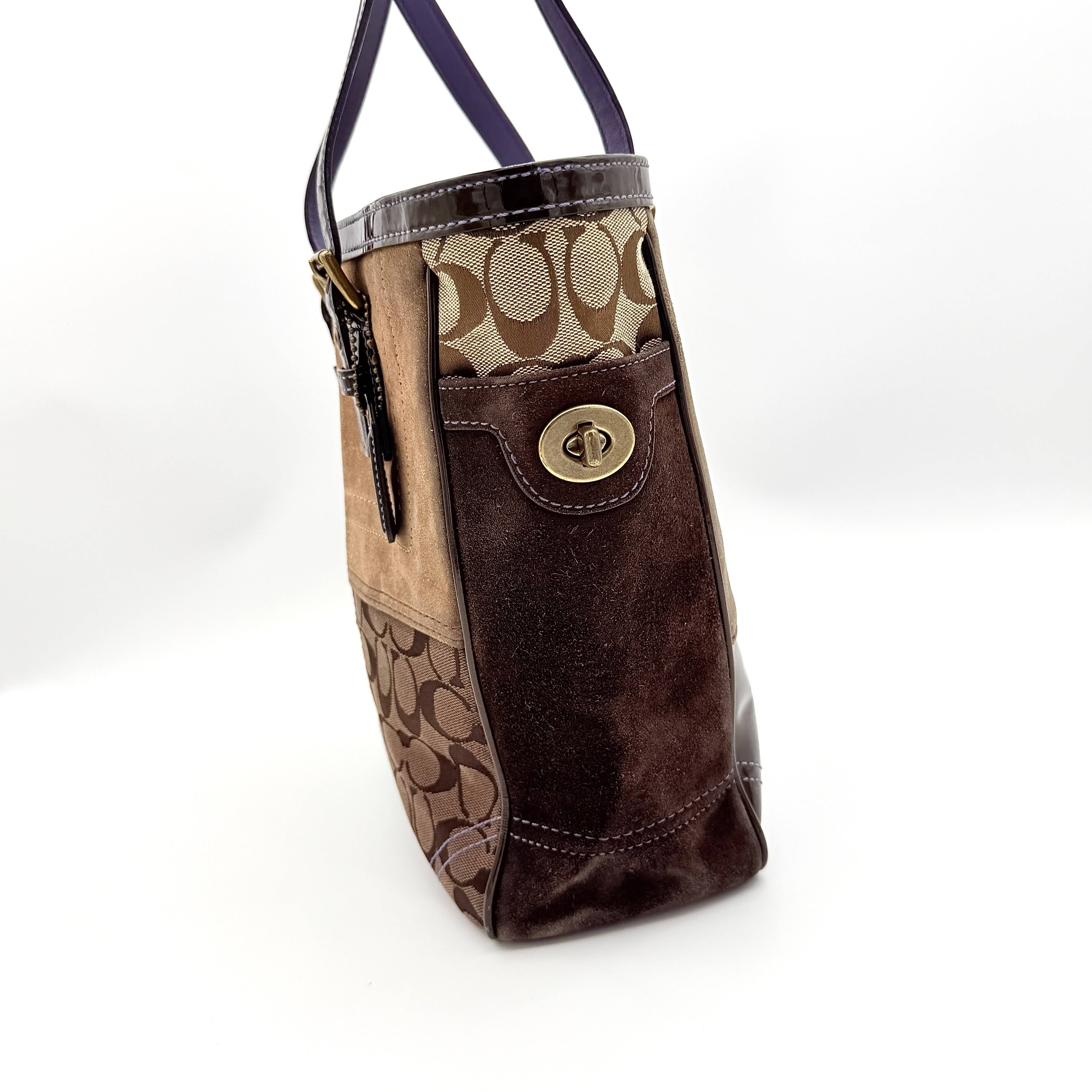 Coach Y2K Signature Patchwork Tote Bag Multi-Brown