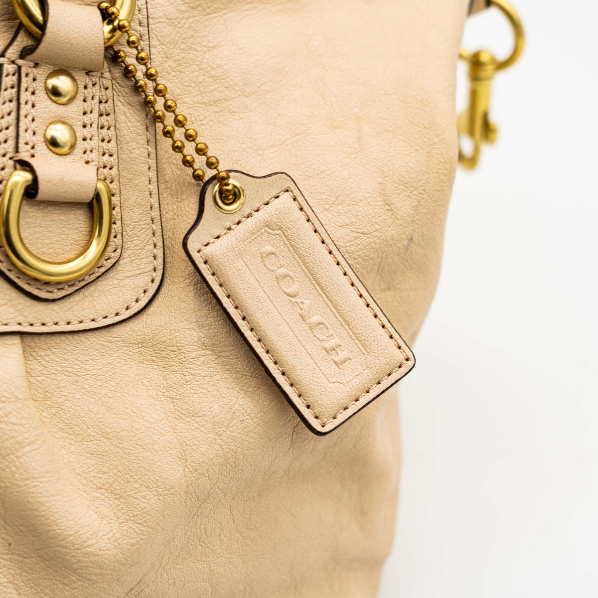 Coach 2Way Ashley Leather Satchel Handbag Beige