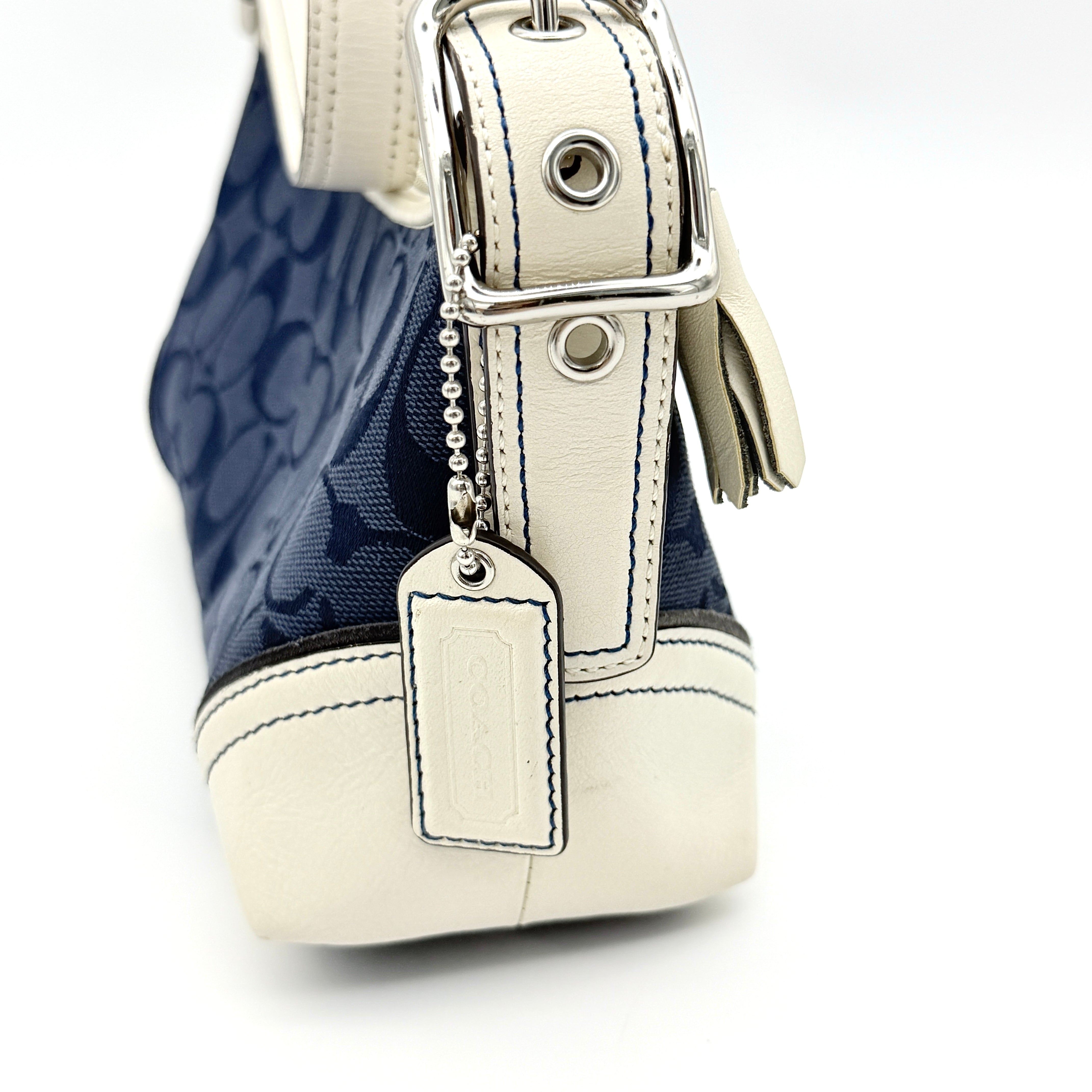Coach Y2K Hampton Demi Baguette Shoulder Bag Navy/Ivory