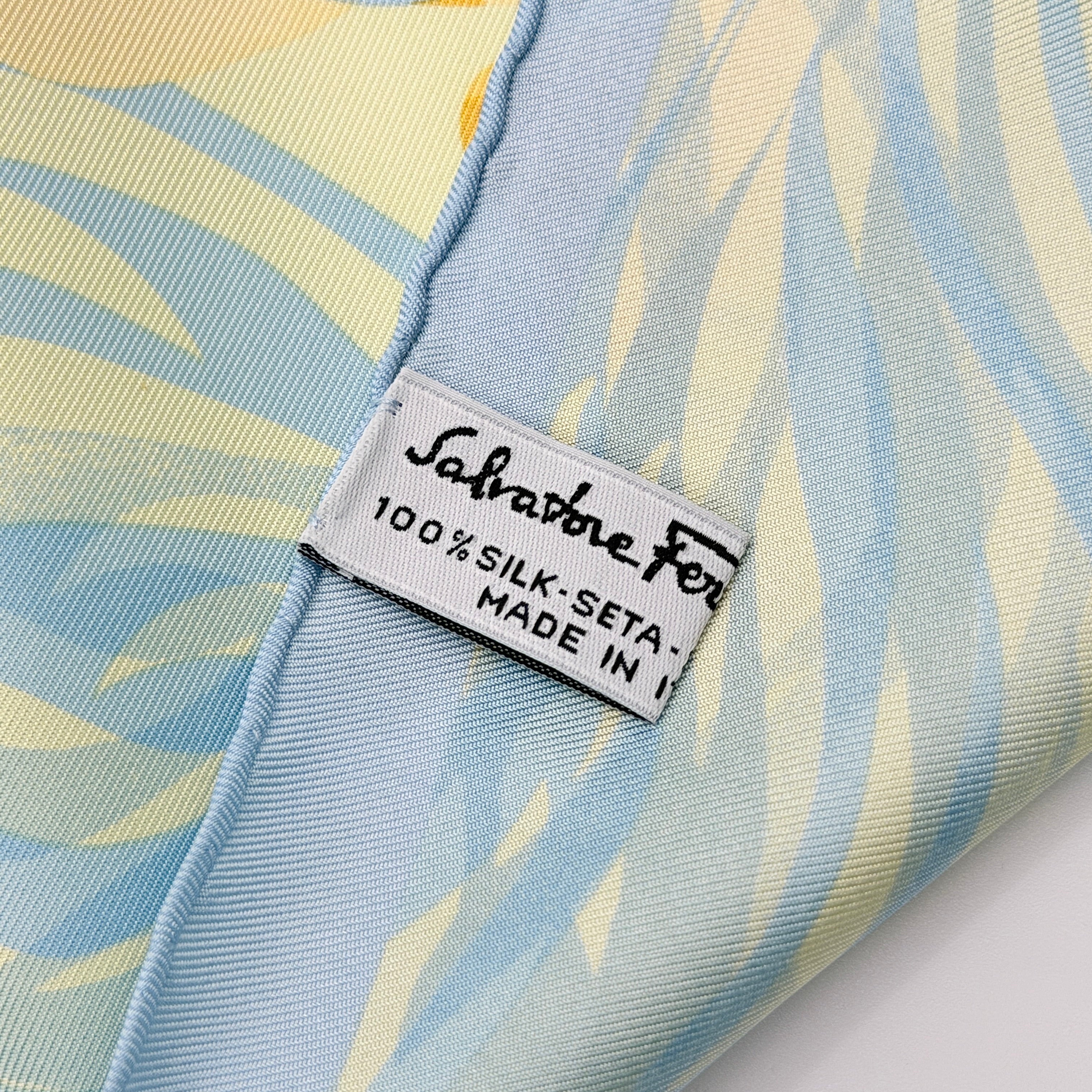 Salvatore Ferragamo Jungle Print Silk Scarf Blue
