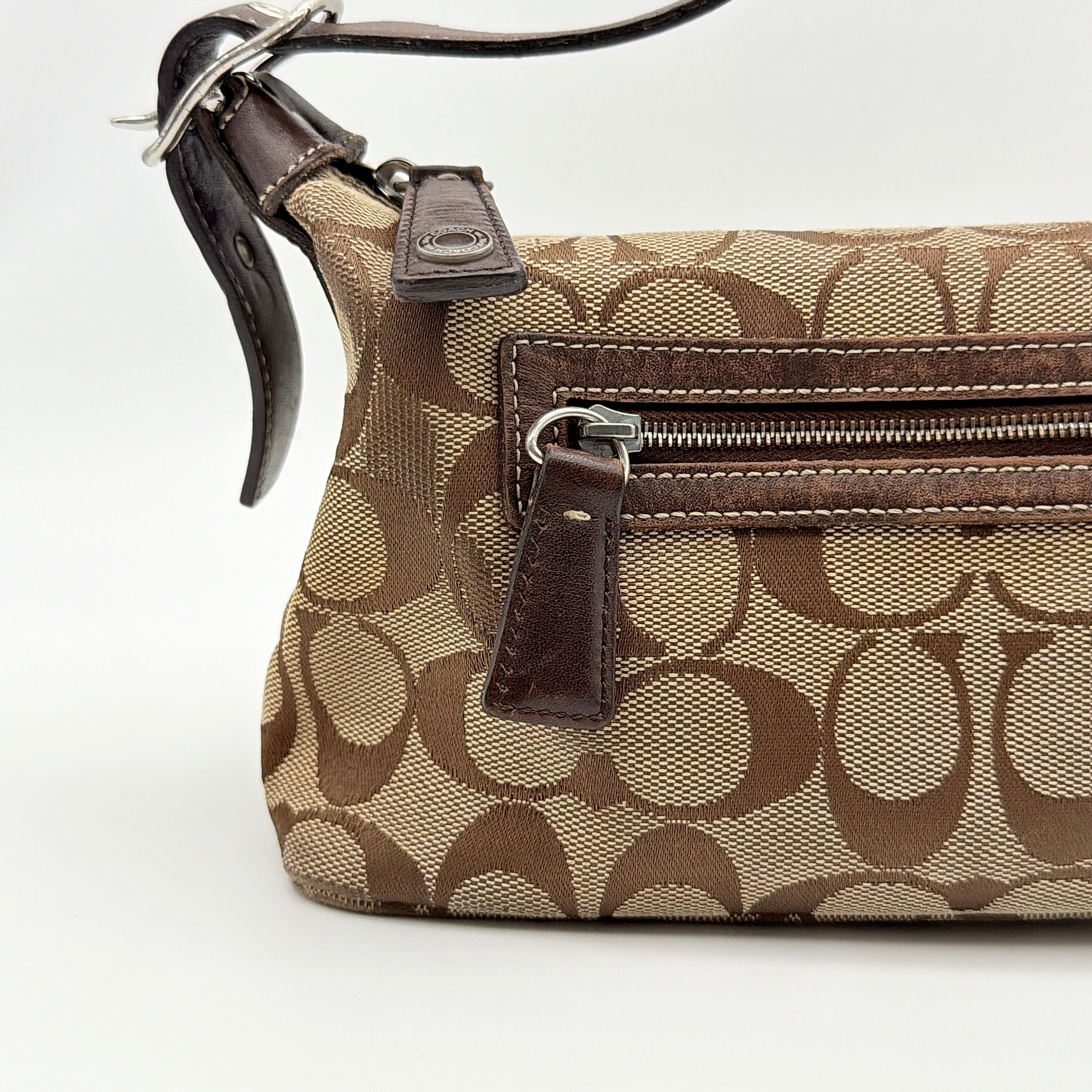 Coach Signature Hobo Shoulder Bag Beige/Brown