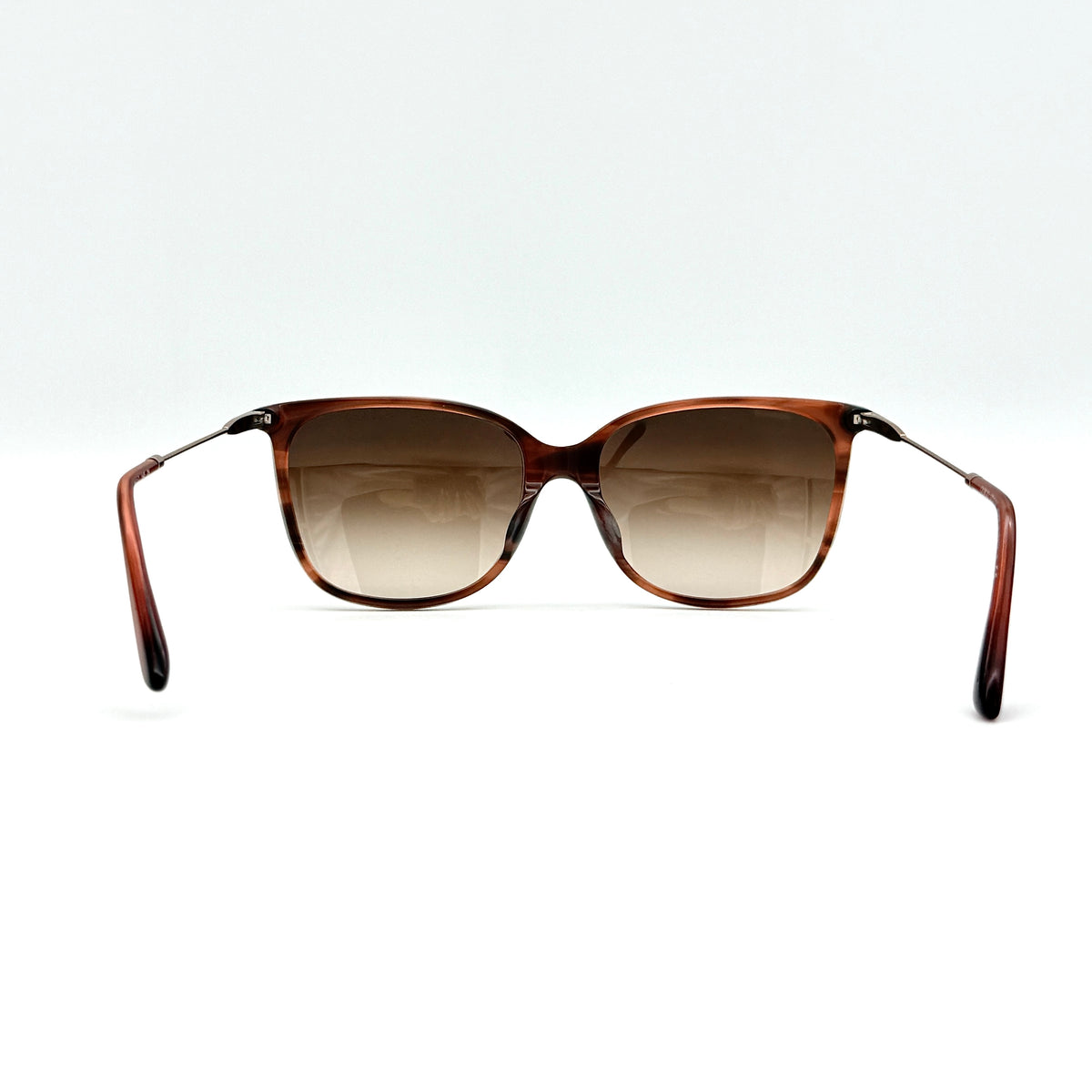 Giorgio Armani AR 8080-F sunglasses in brown tortoise with gradient brown lenses and slim gold-tone arms, displayed at an angle.