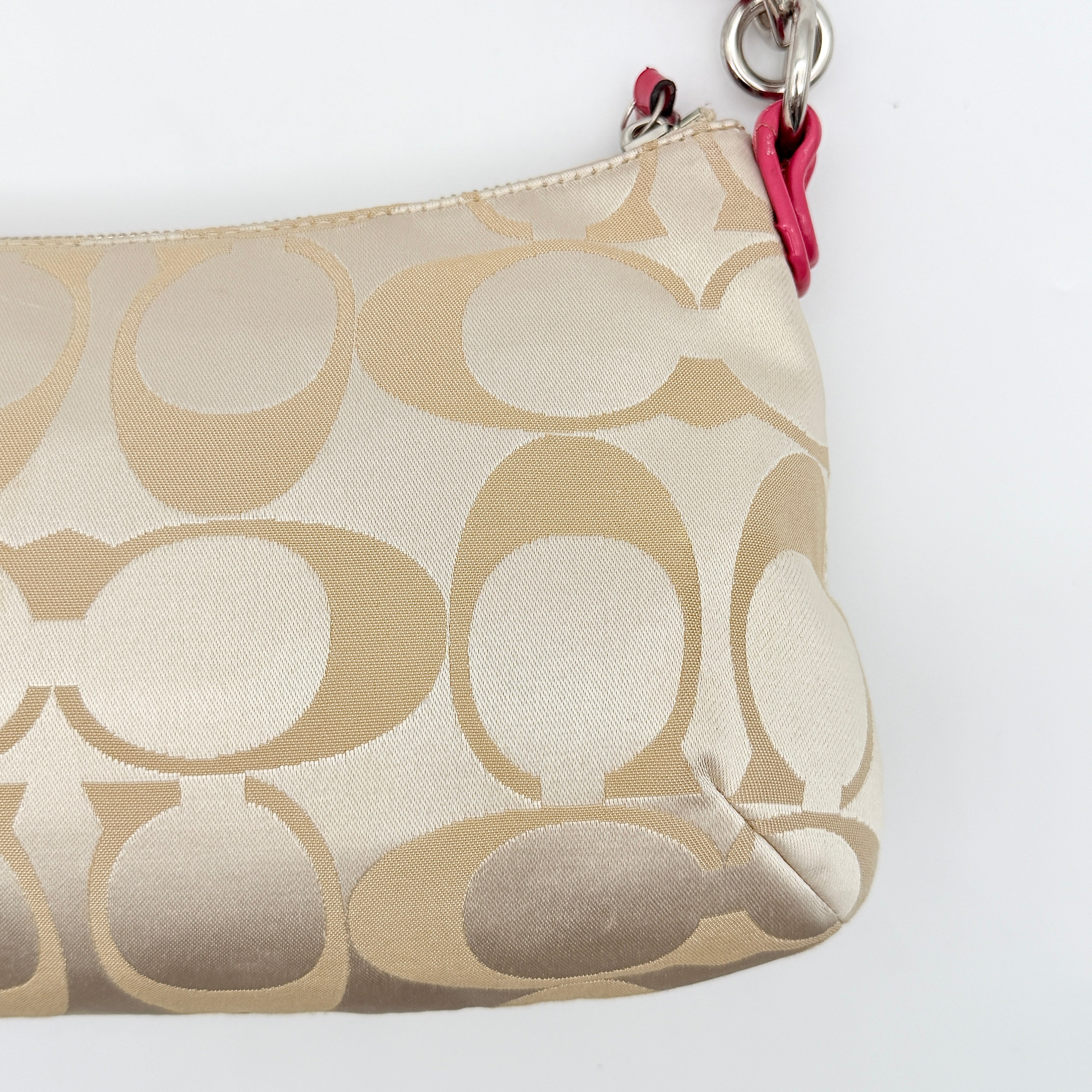 Coach 2Way Signature Shoulder Bag Beige/Pink