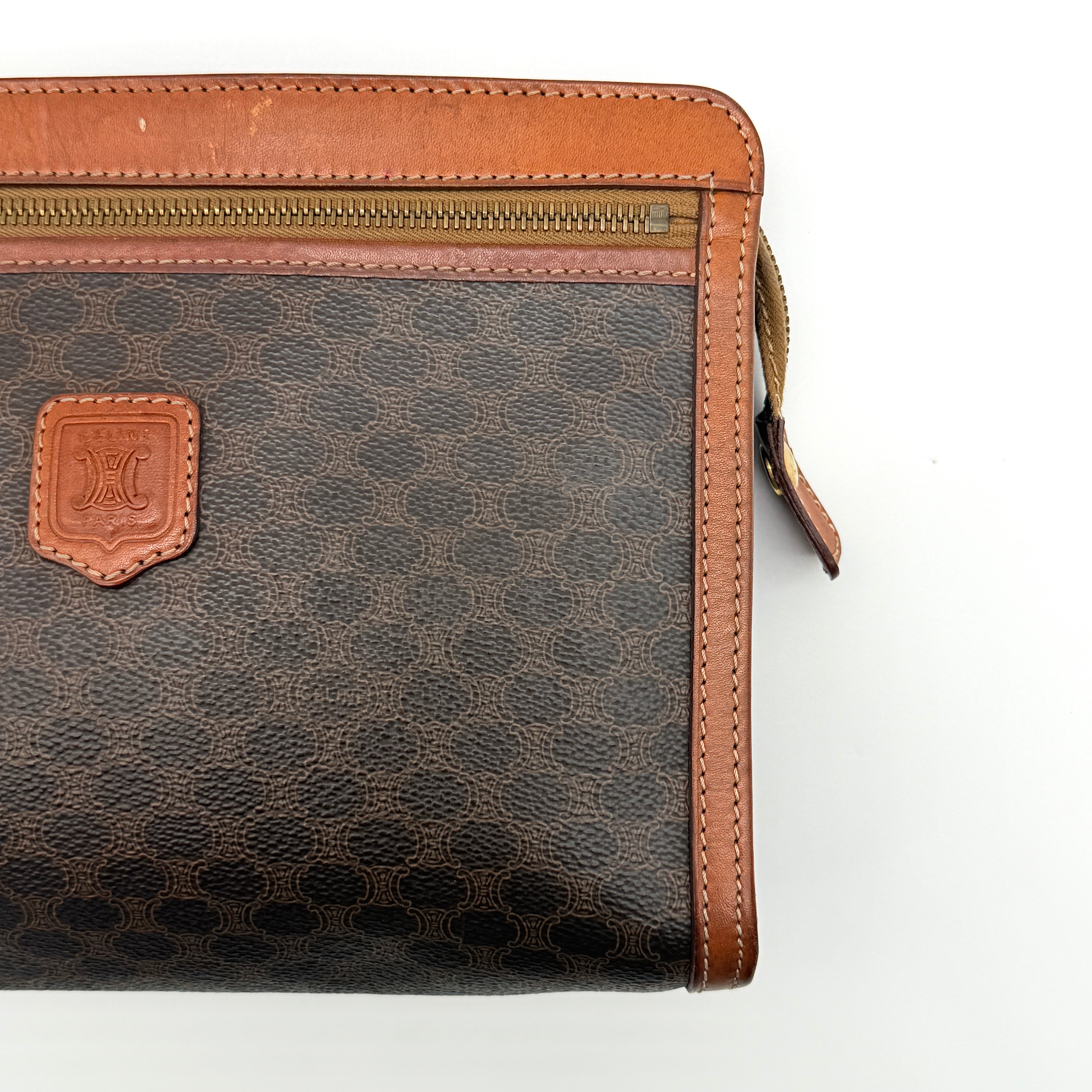 Celine Triomphe Macadam Clutch Bag Brown