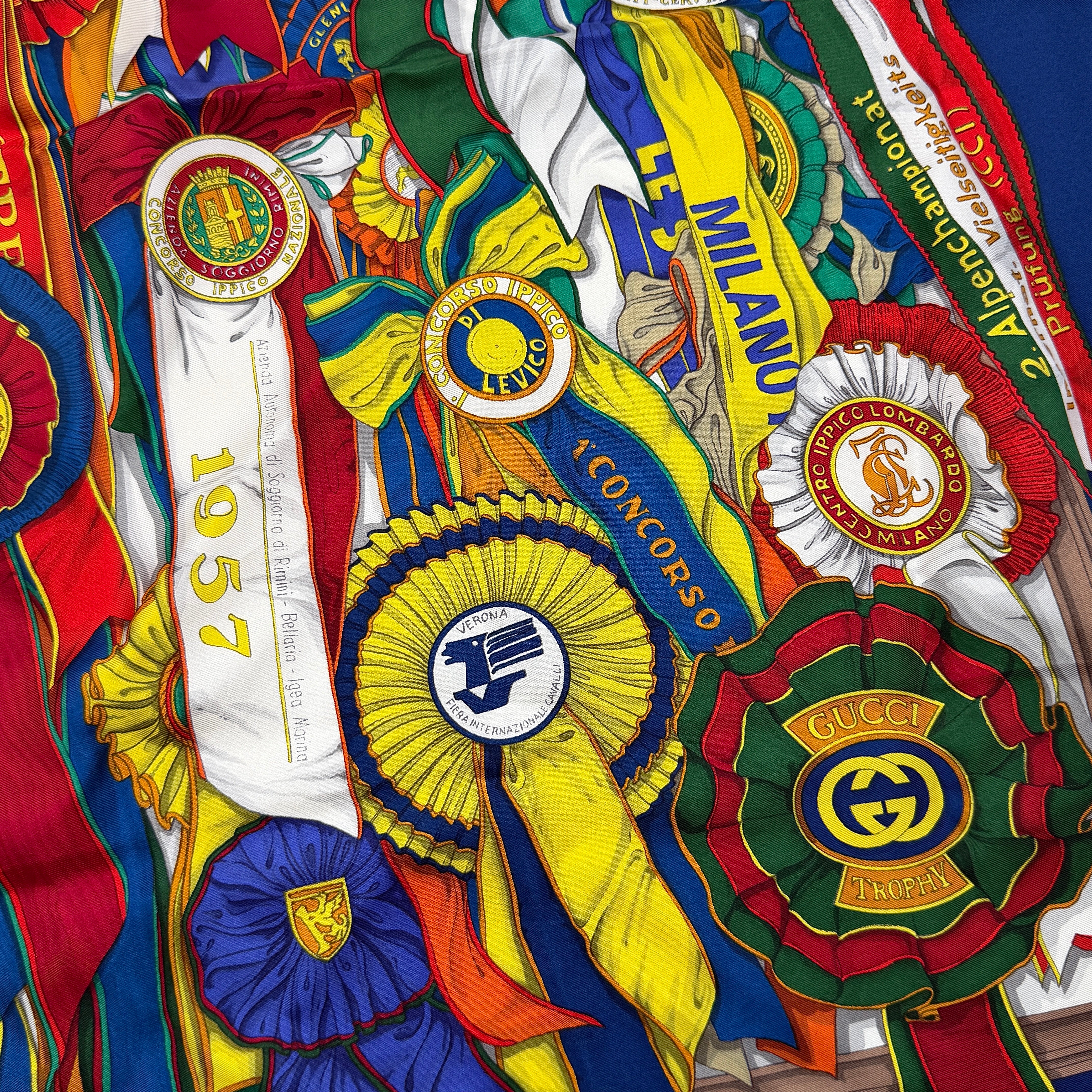 Gucci Medal Ribbon Silk Scarf Multicolor