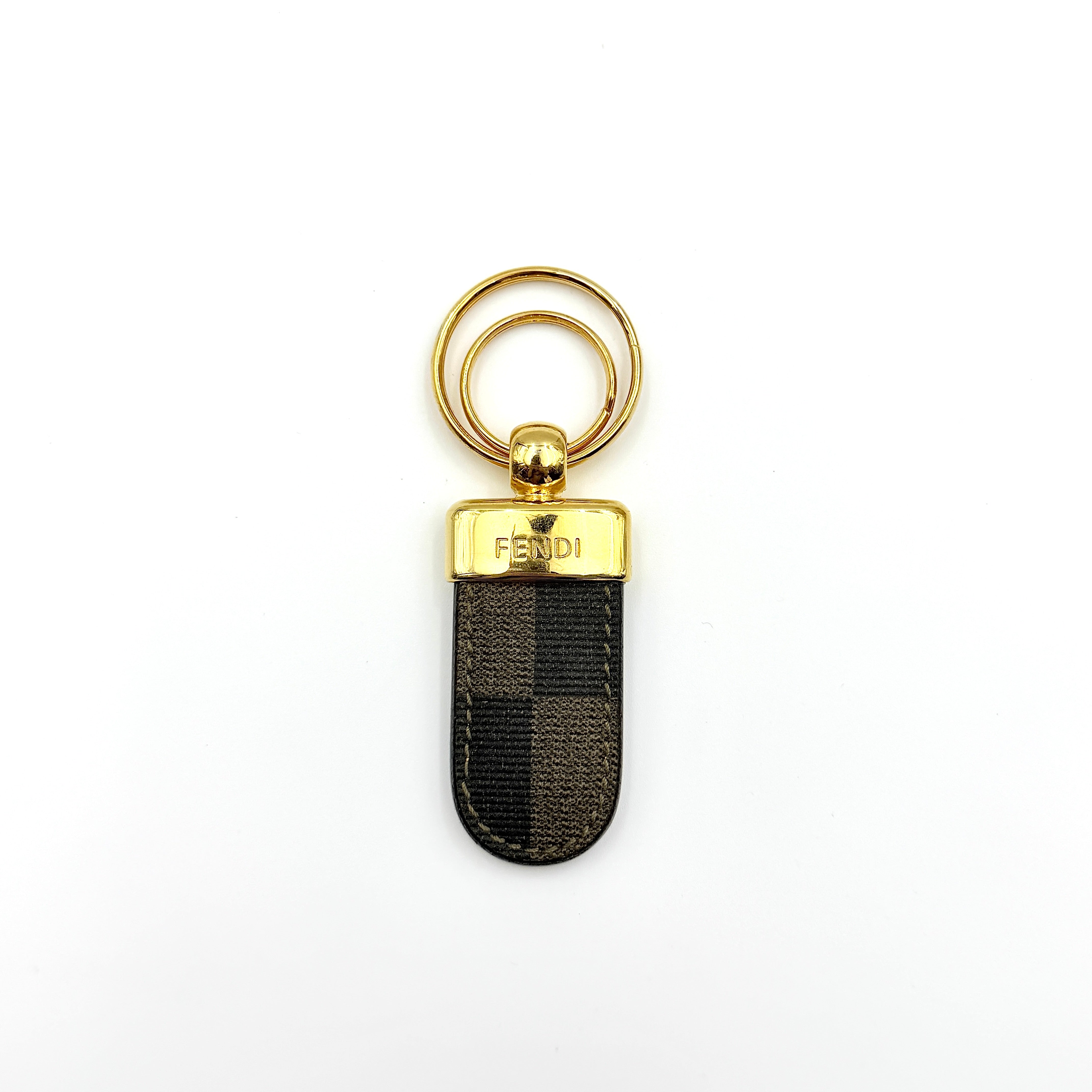 Fendi Pequin Striped Key Ring Gold