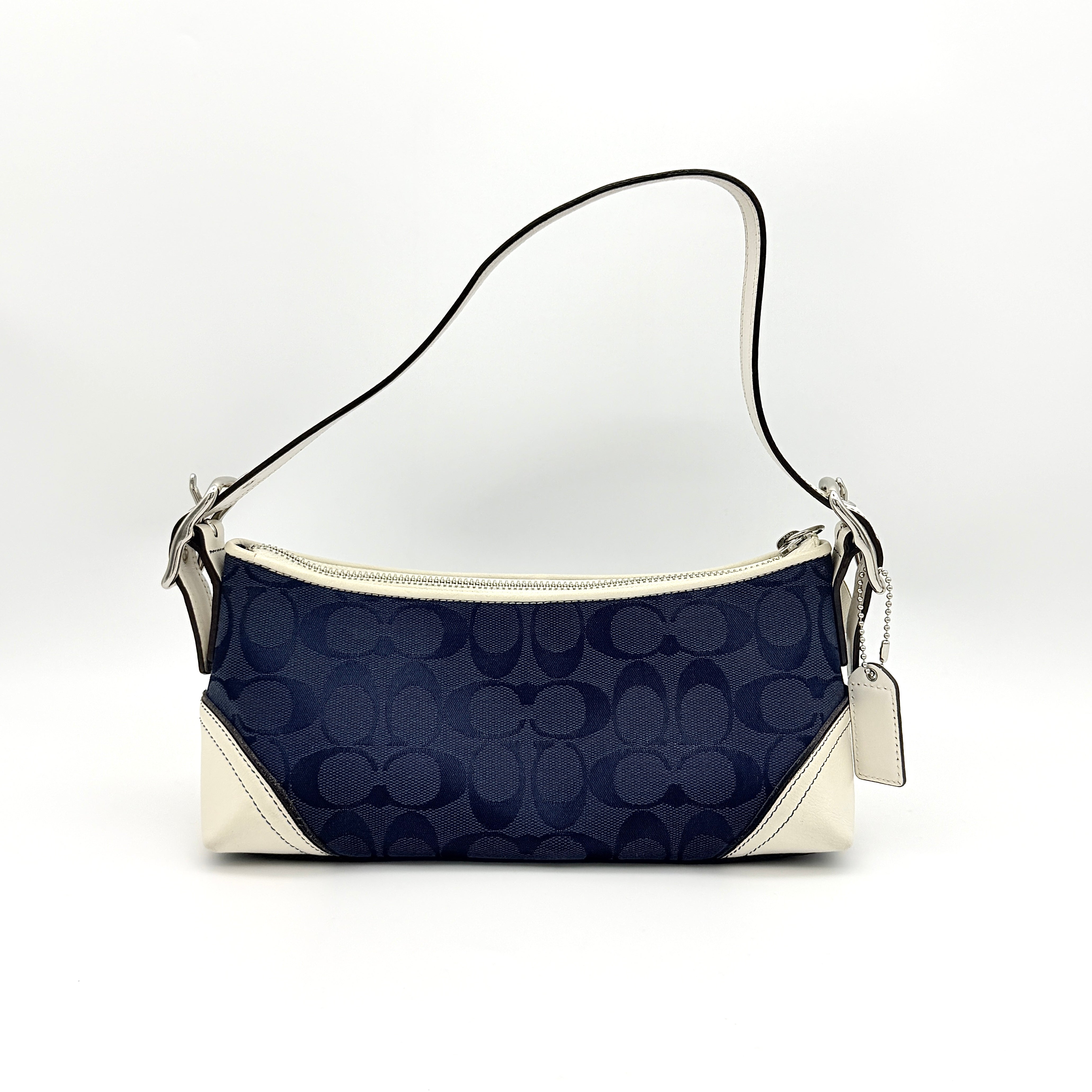 Coach Y2K Hampton Demi Baguette Shoulder Bag Navy/Ivory