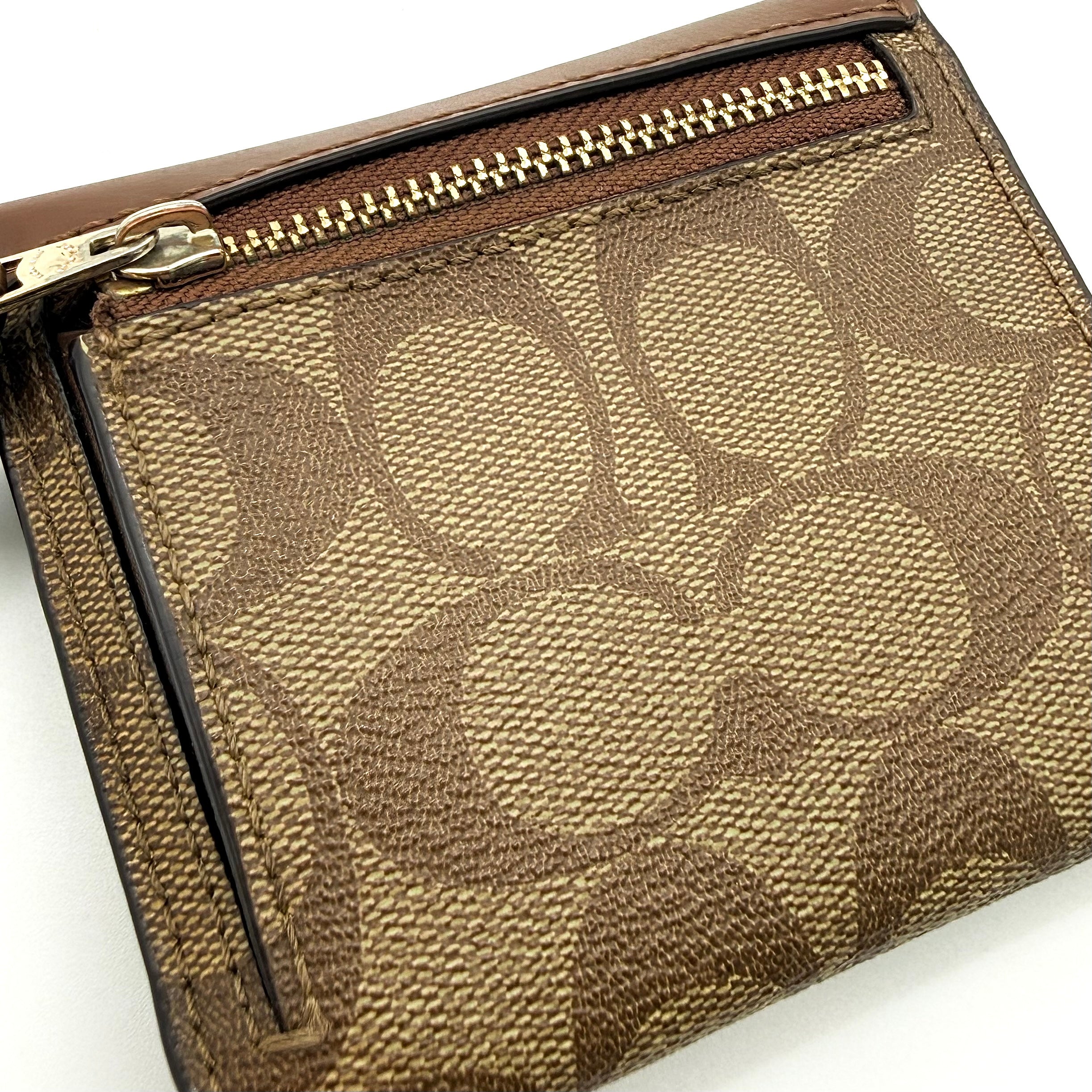 Coach Signature Coated Canvas Small Wallet Beige/Brown