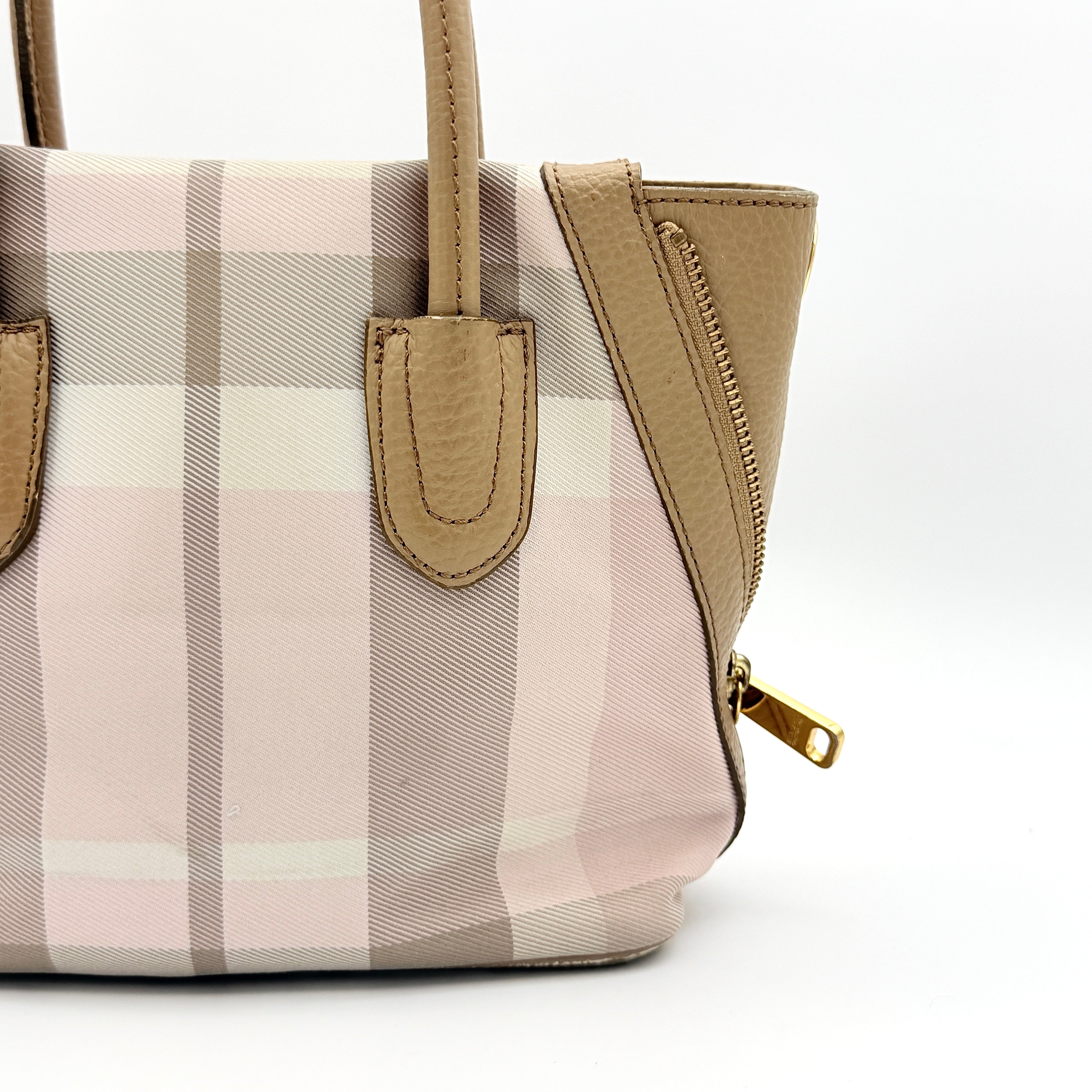 Burberry Blue Label 2Way Dome Check Shoulder Bag White/Brown