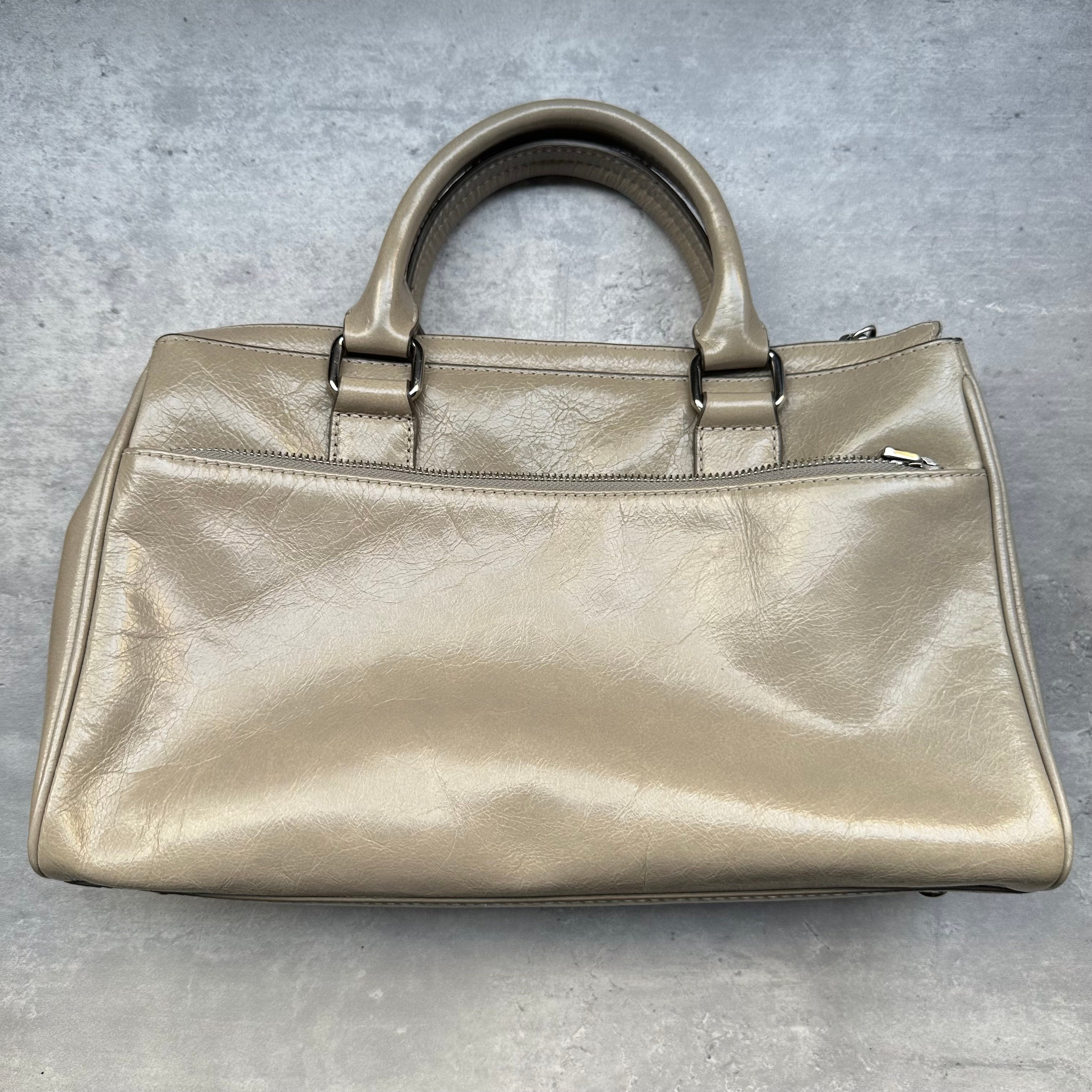 Back view of Bimba & Lola taupe-grey leather shoulder bag