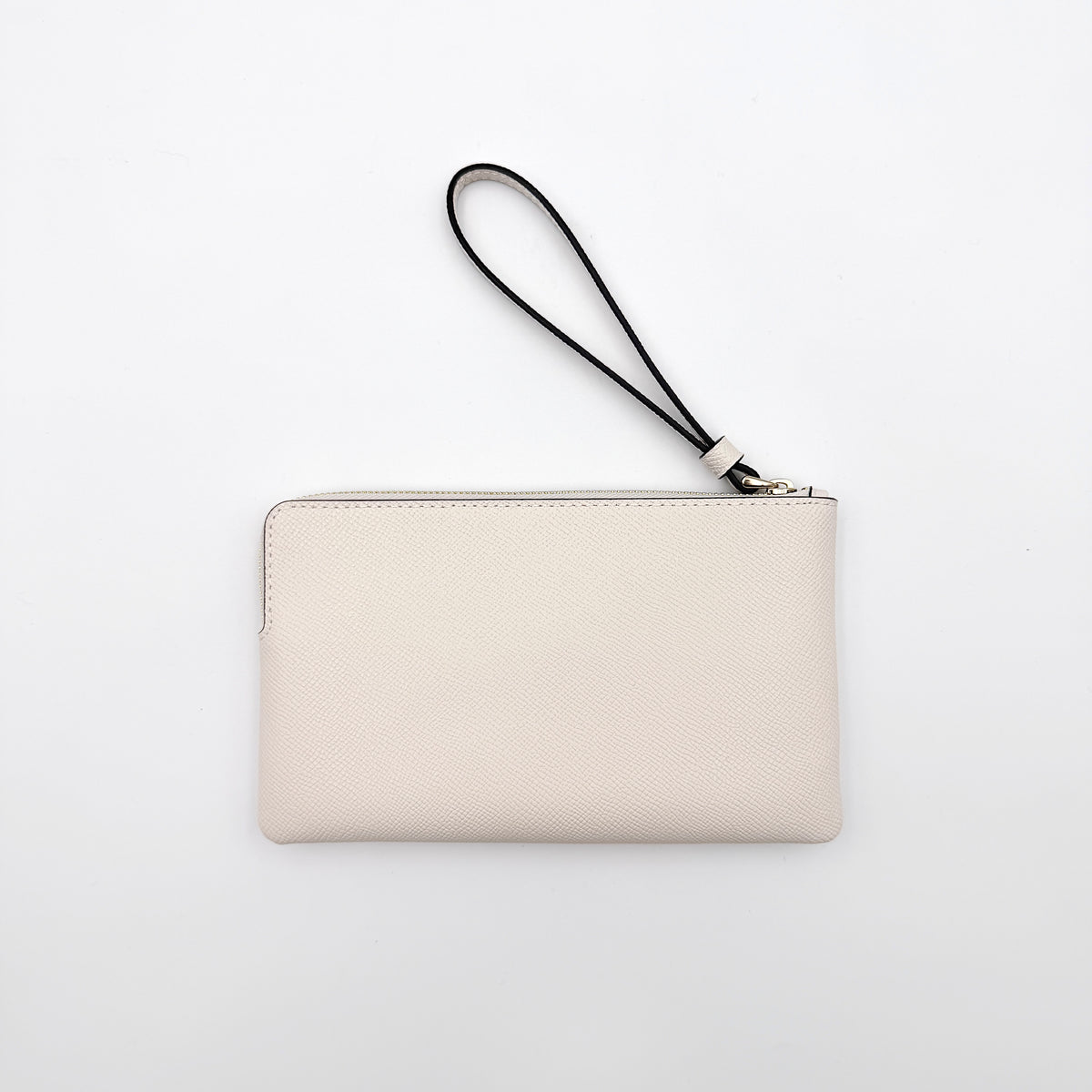 Coach Leather Corner Zip Wristlet Chalk White