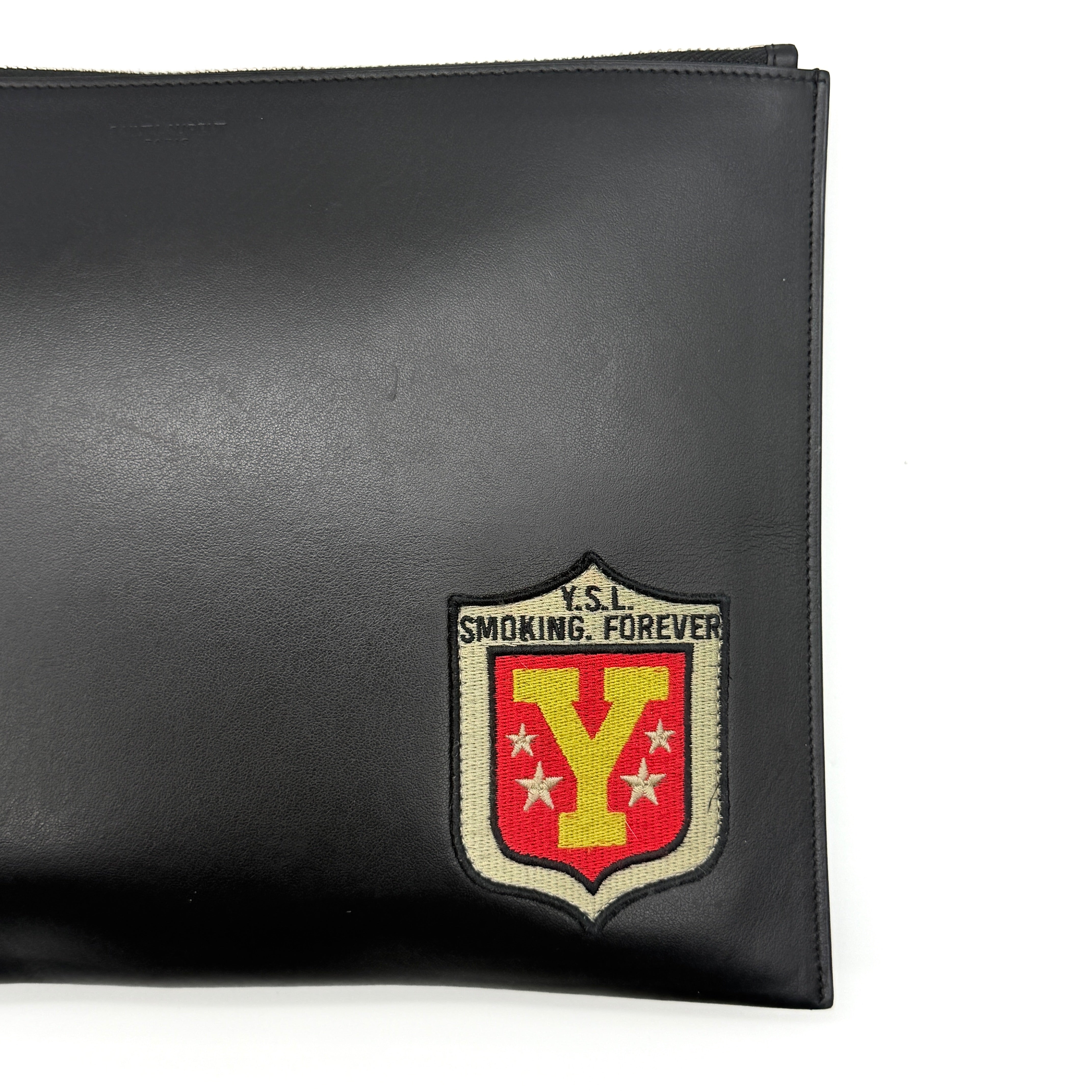 YSL Saint Laurent Paris Smoking Forever Clutch Bag Black