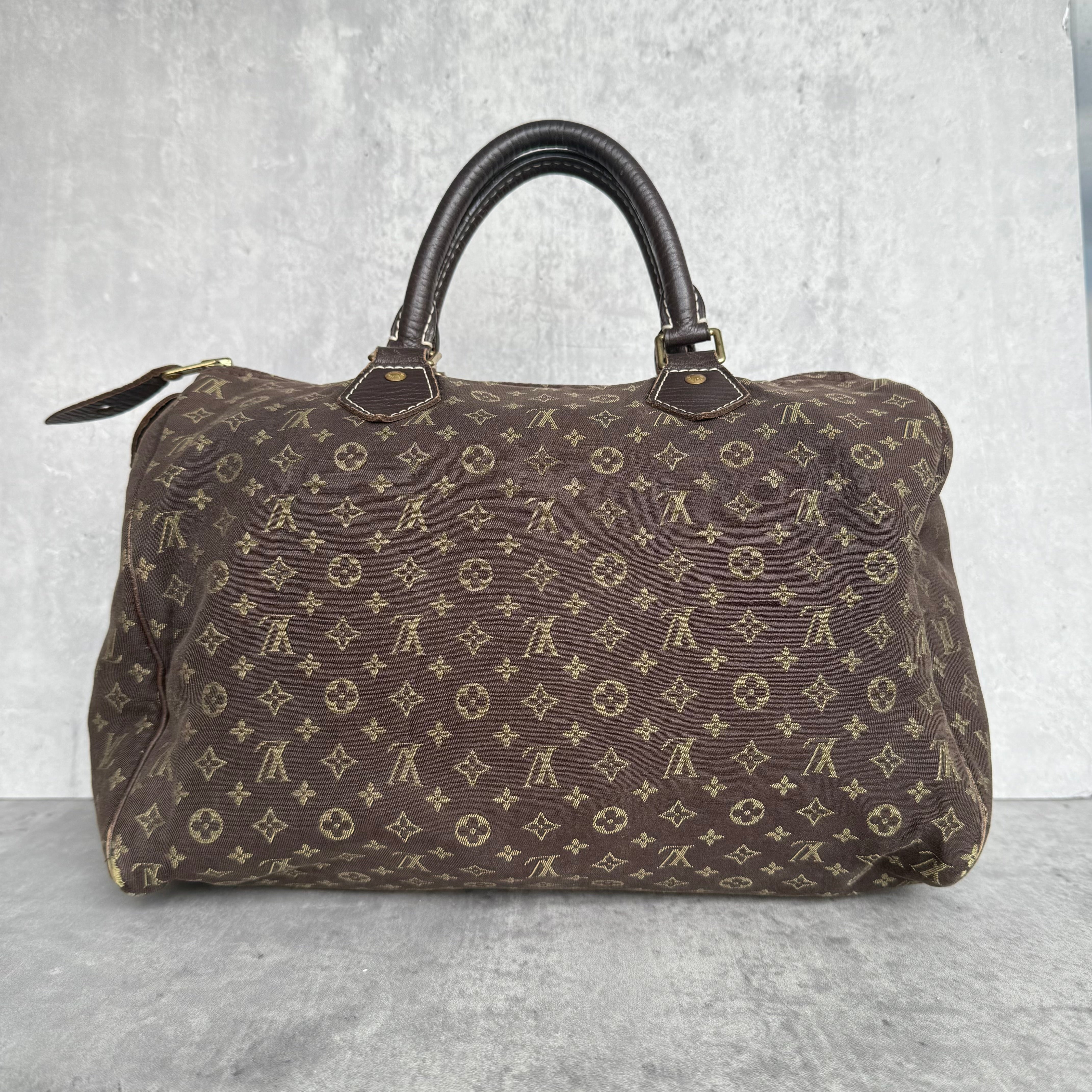 Louis Vuitton Monogram Mini Lin Speedy 30 HandBag Brown