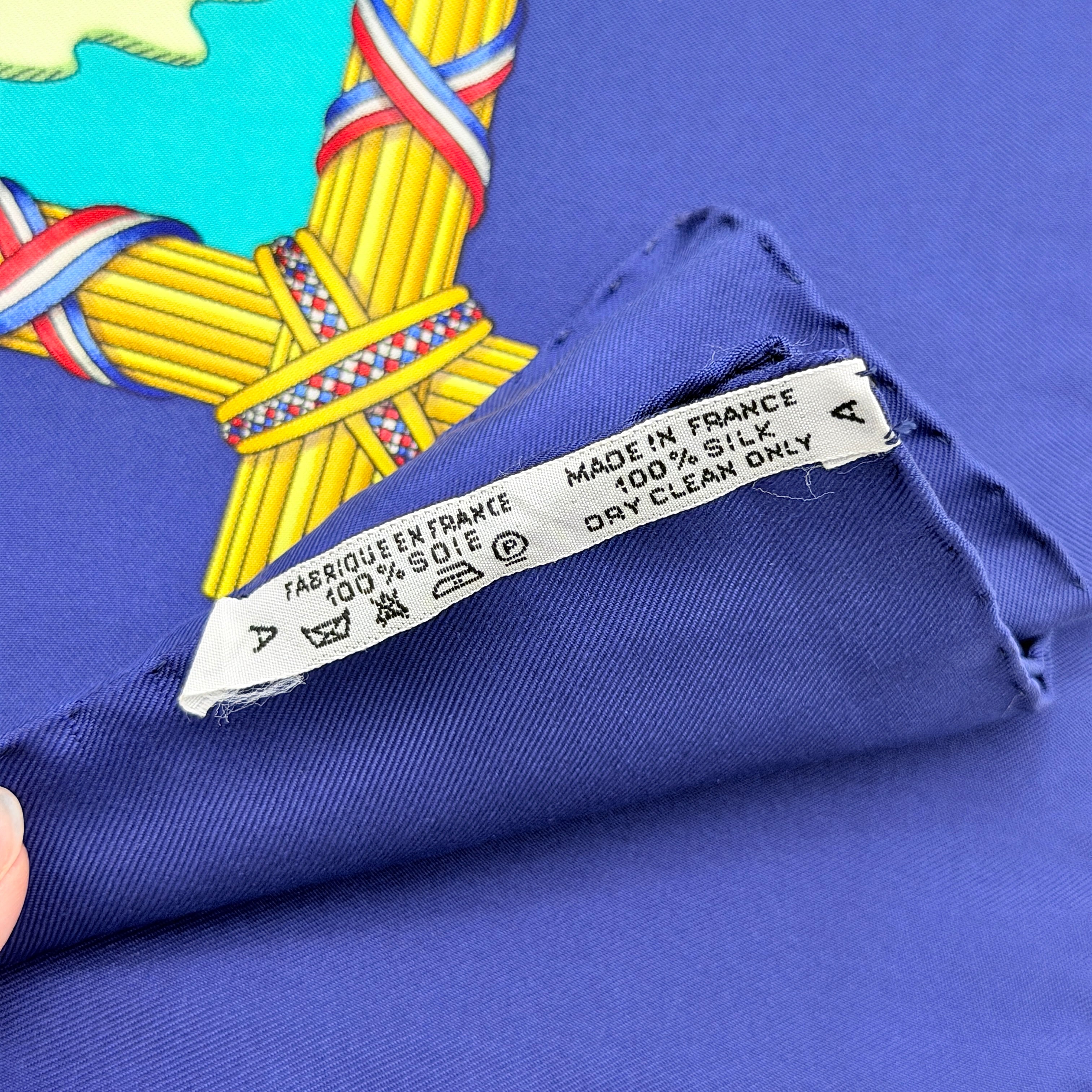 Hermès Liberté Égalité Fraternité Silk Scarf Blue