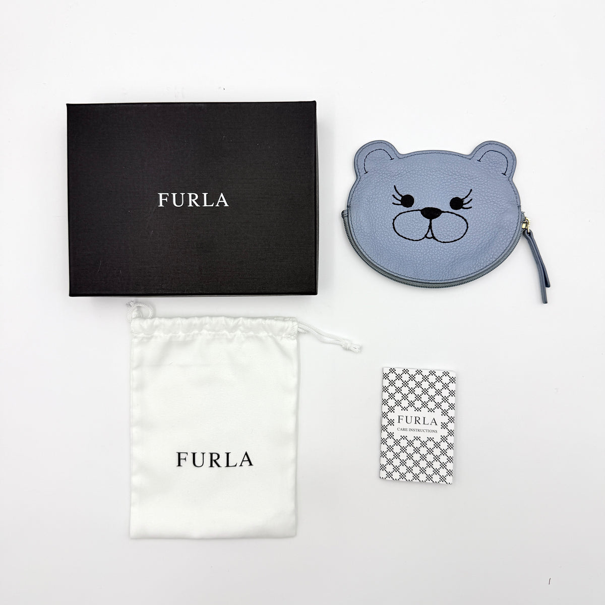 Furla Teddy Bear Leather Coin Case Blue
