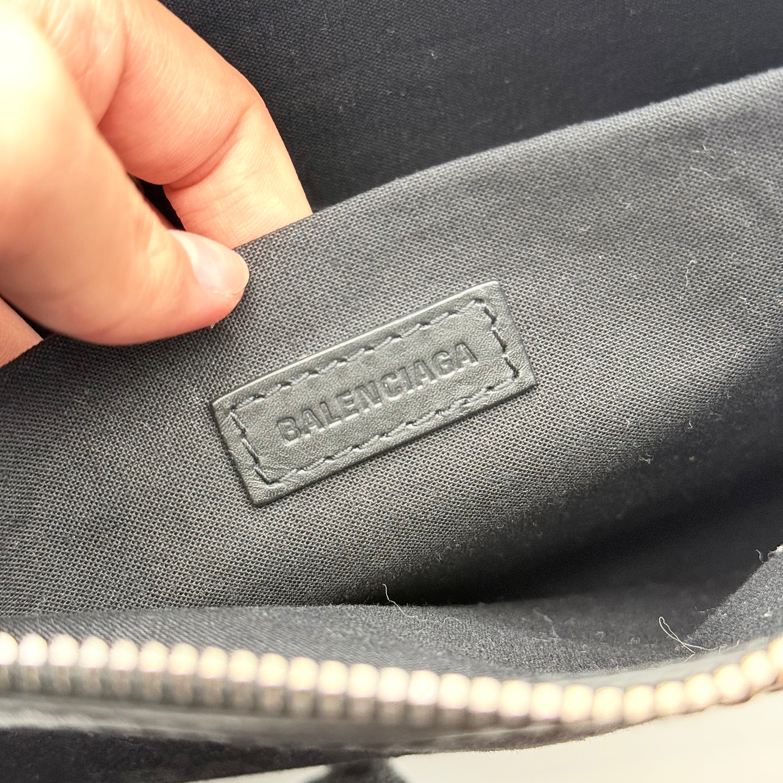 Balenciaga Canvas Navy Clip Clutch Bag Black