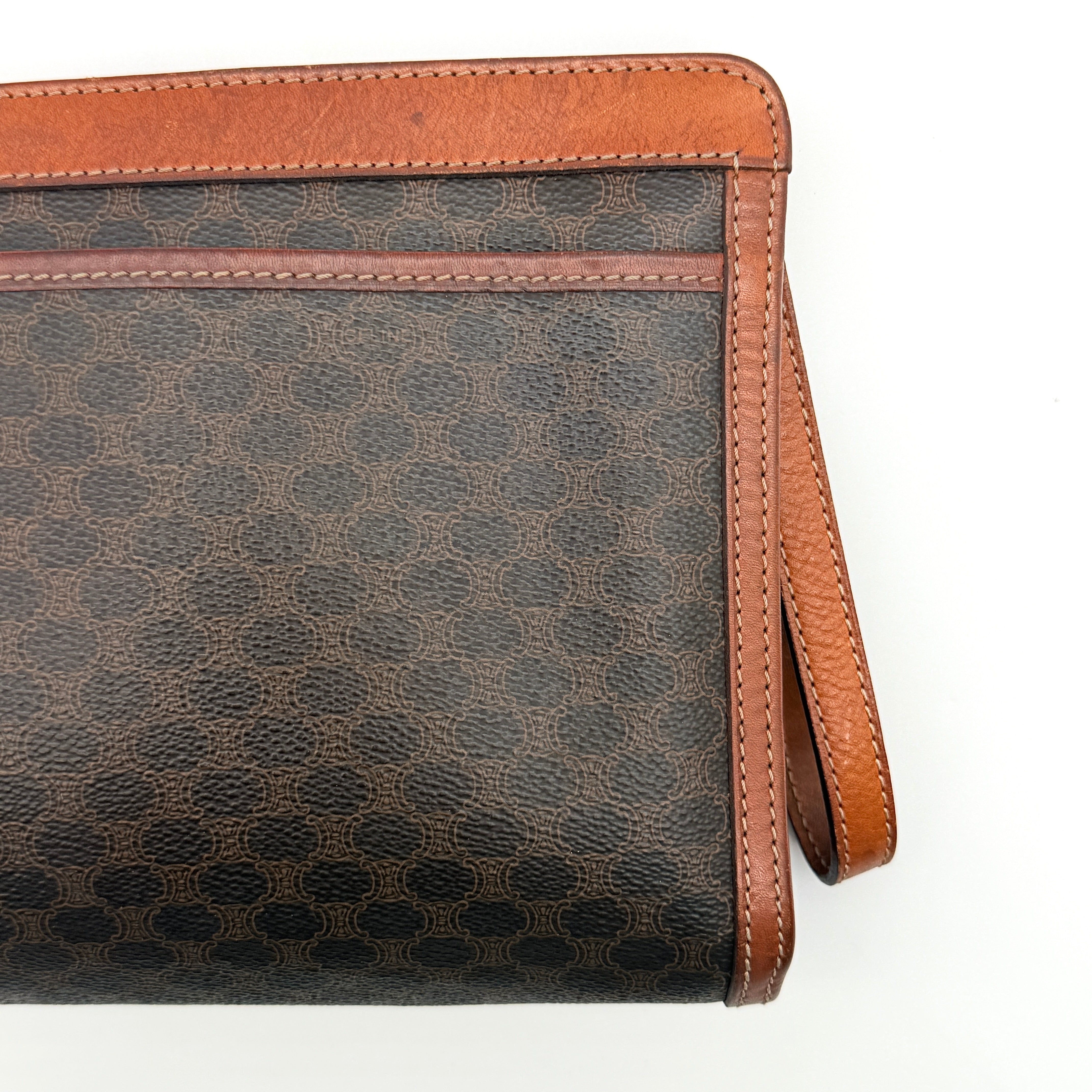Celine Triomphe Macadam Clutch Bag Brown