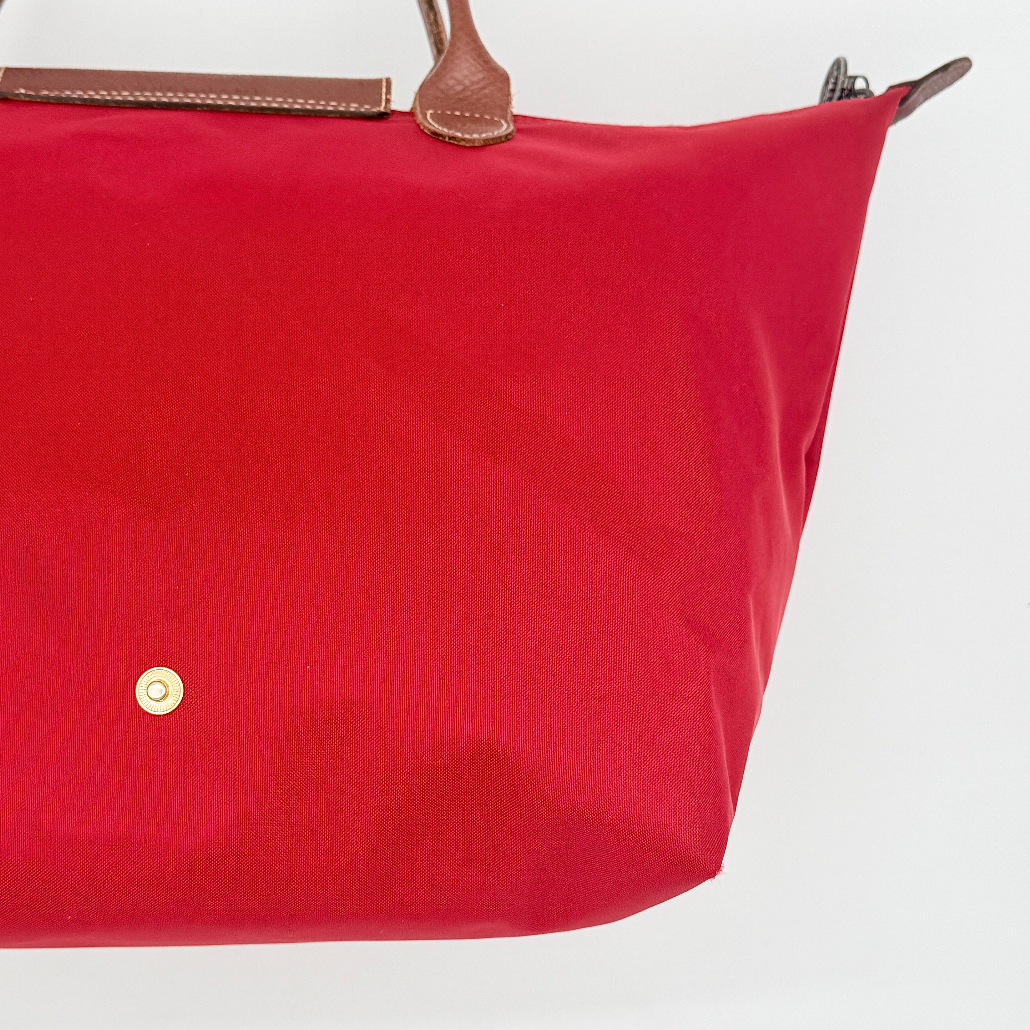 Longchamp Le Pliage Nylon Tote Bag Red/Brown