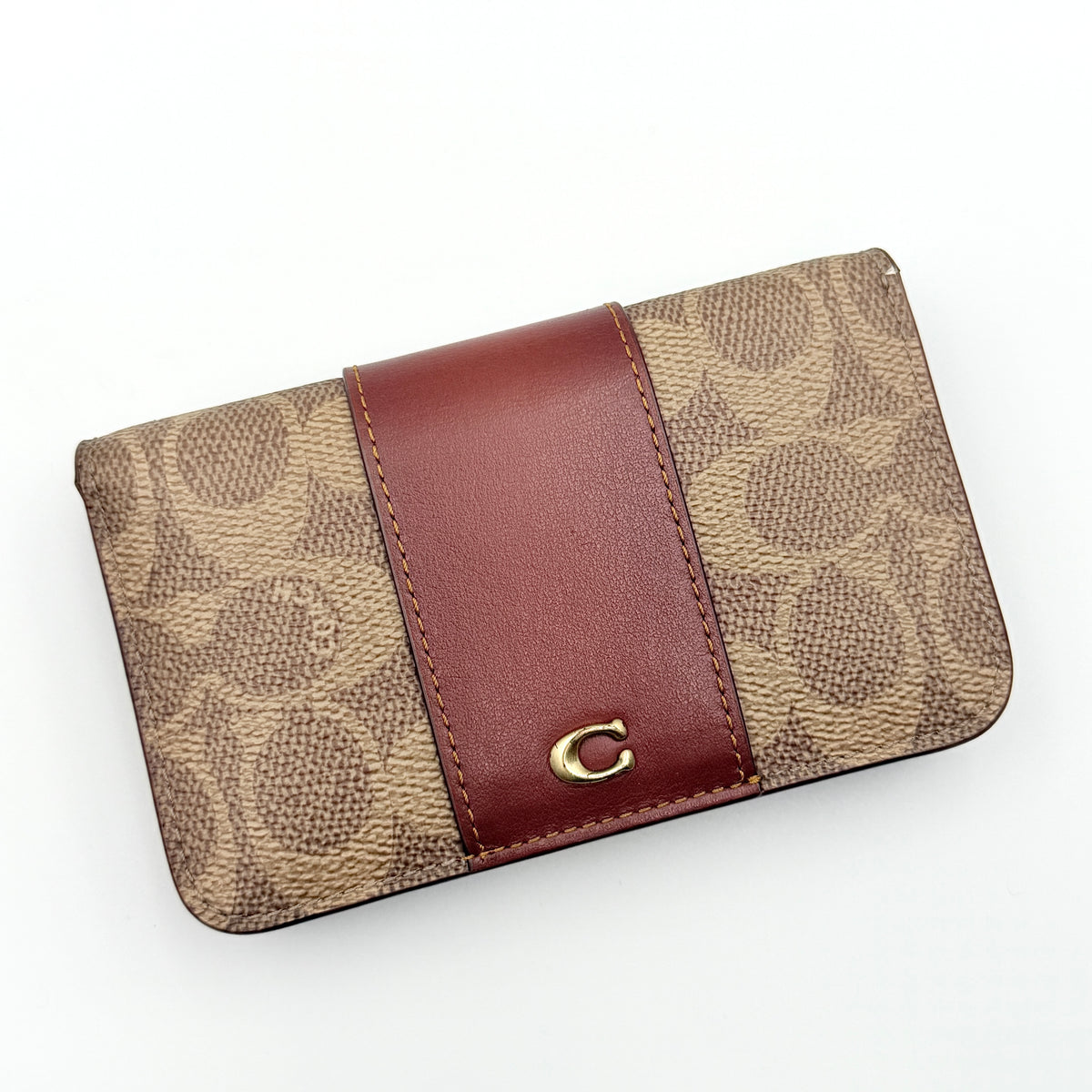 Coach Signature Stripe Essential Slim Card Case Brown