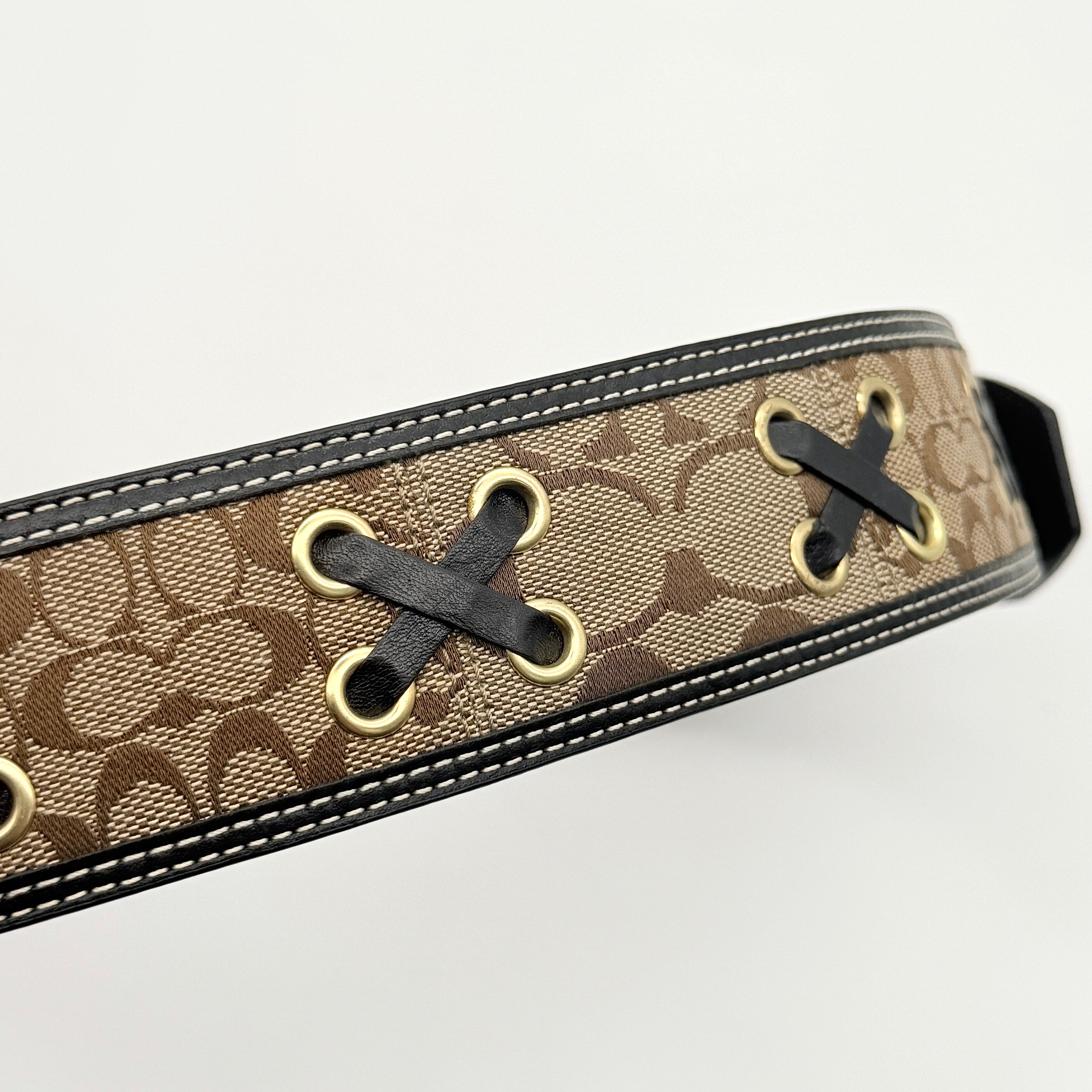Coach Signature Canvas Belt Beige/Black