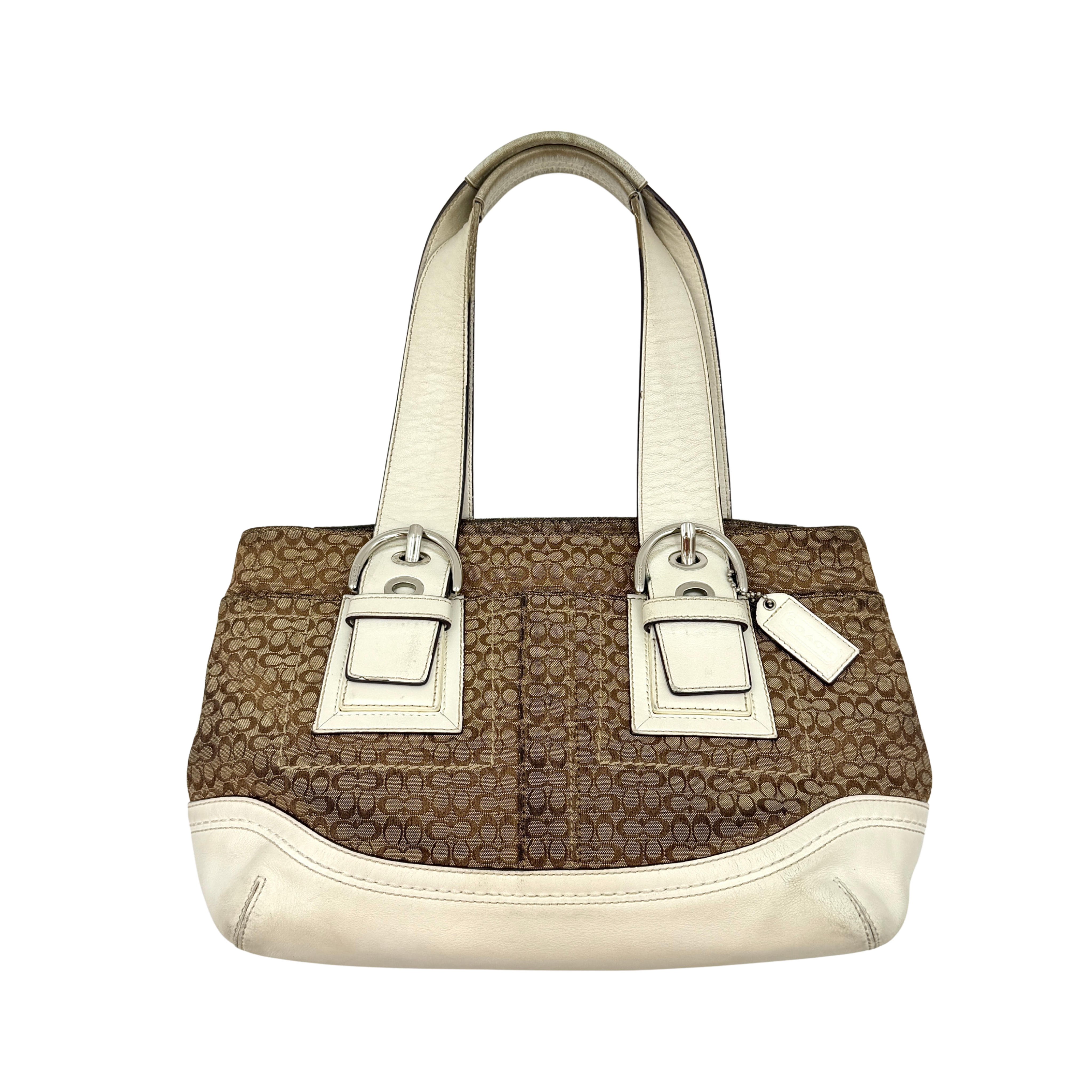 Coach Y2K Soho Double Buckle Shoulder Bag Beige/White
