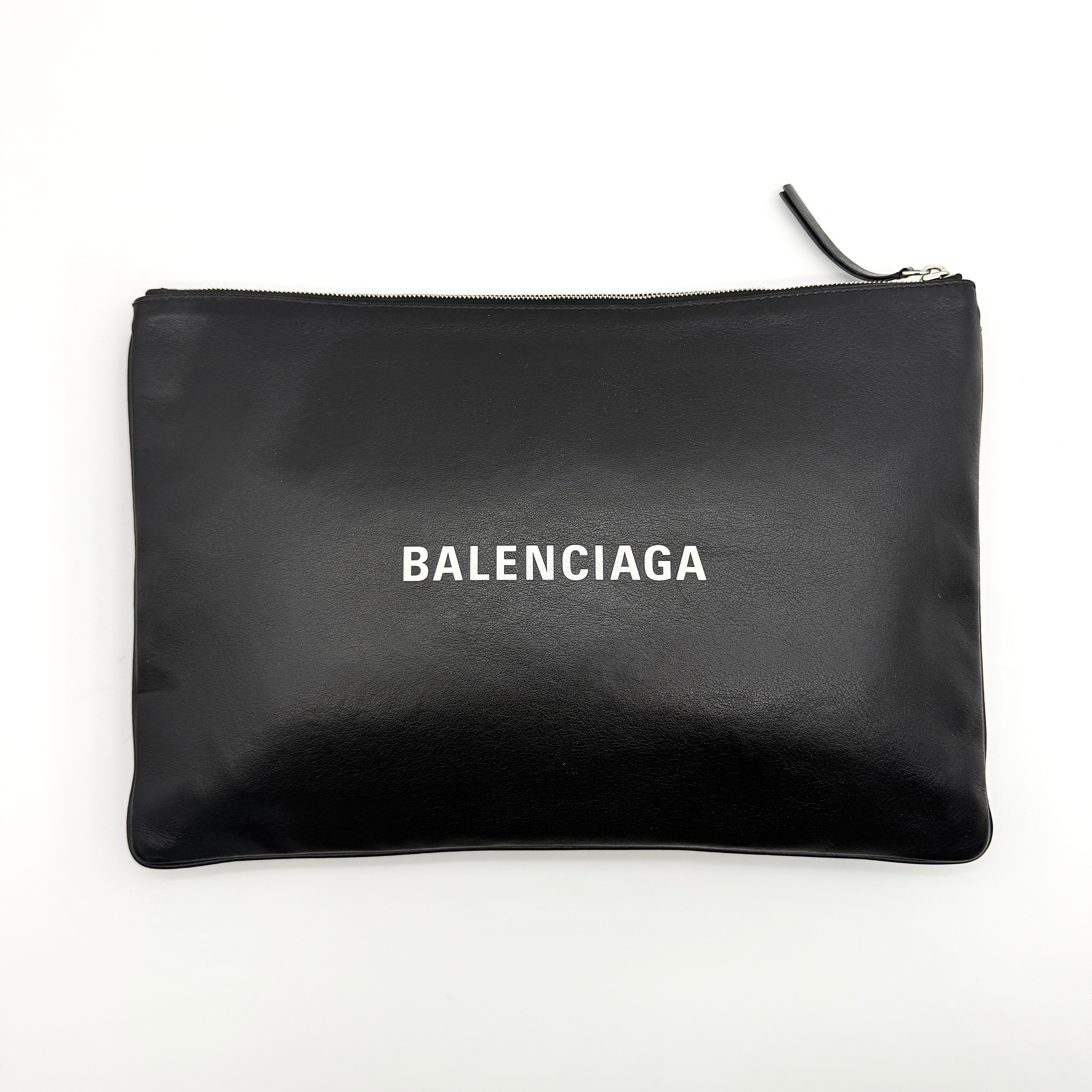 Balenciaga Everyday Logo Pouch Clutch Bag Black