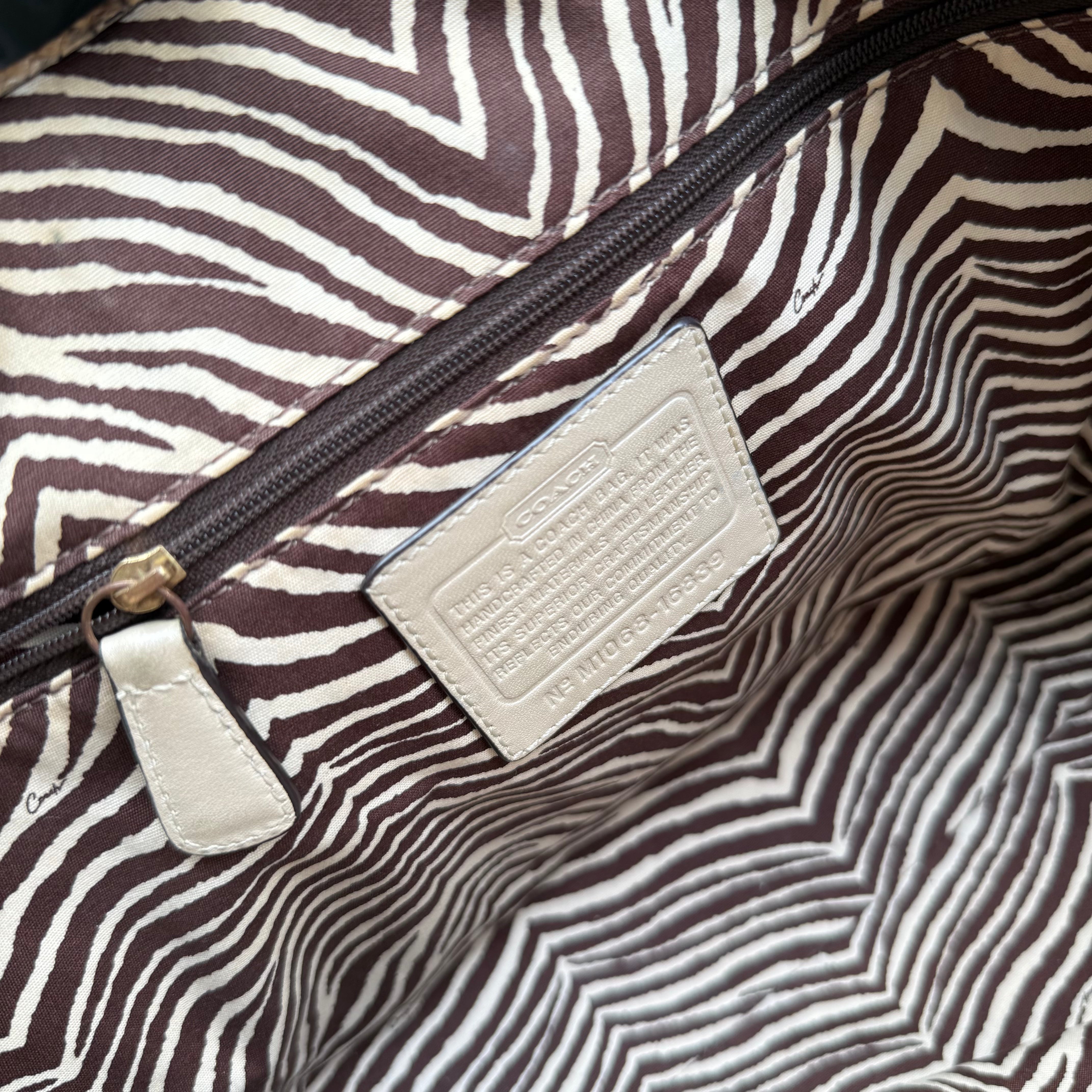 Coach Hampton Python Straw Shoulder Bag with woven straw body, python leather trim, and zebra-print lining