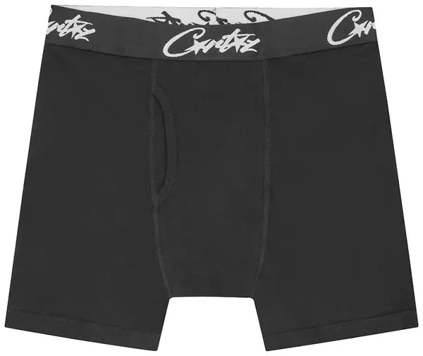 Corteiz Allstarz Boxers (3 Pack) in black, featuring elastic waistband with white Corteiz logo, made from soft, breathable material.