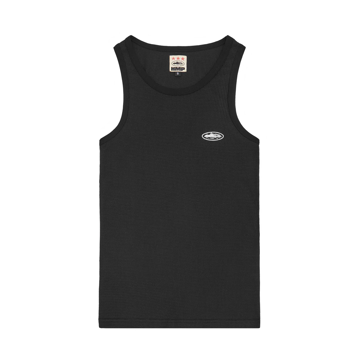 Corteiz HMP Essentials Tank Top 3 Pack Black, sleeveless waffle-texture tanks with logo detail