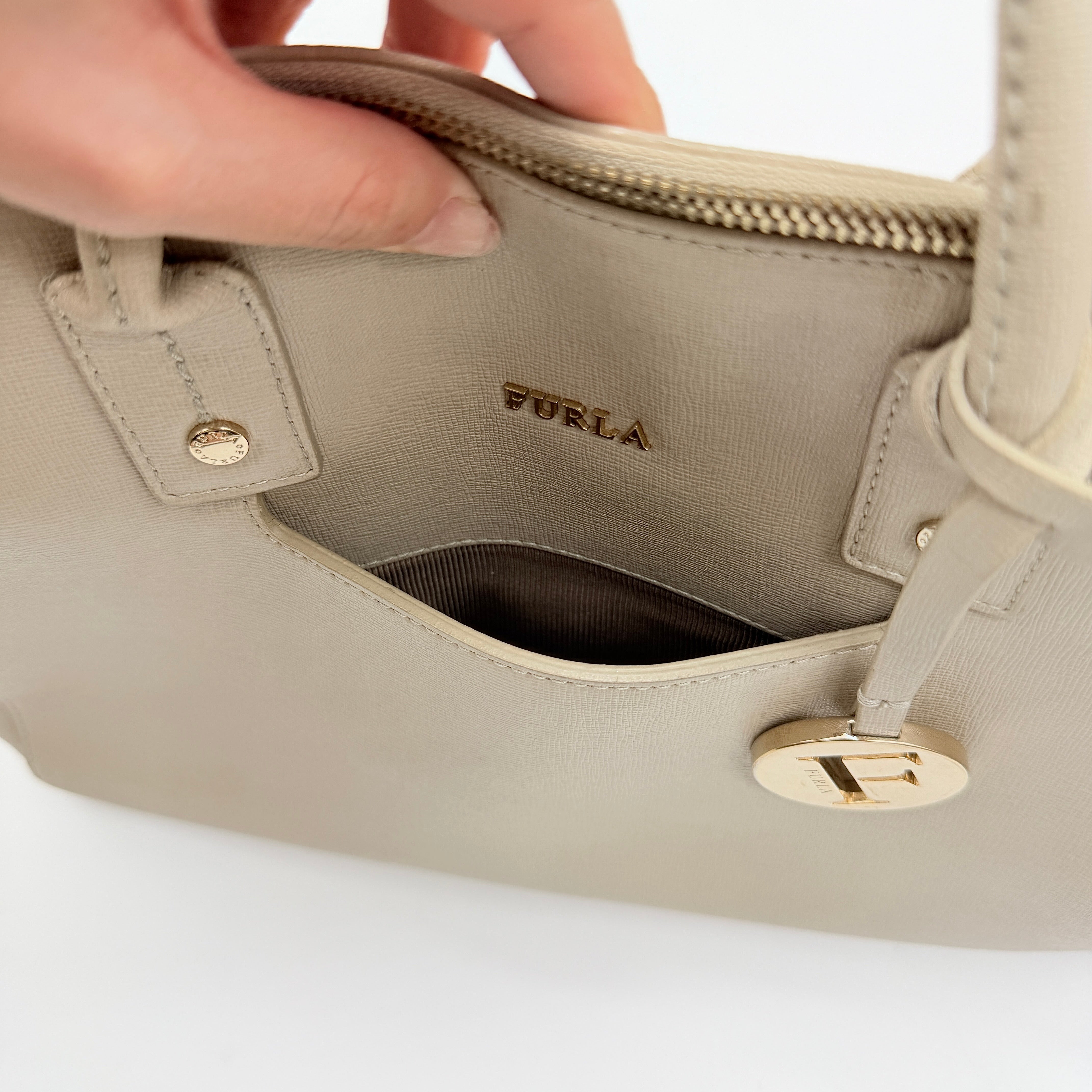 Furla Linda Satchel Handbag Beige
