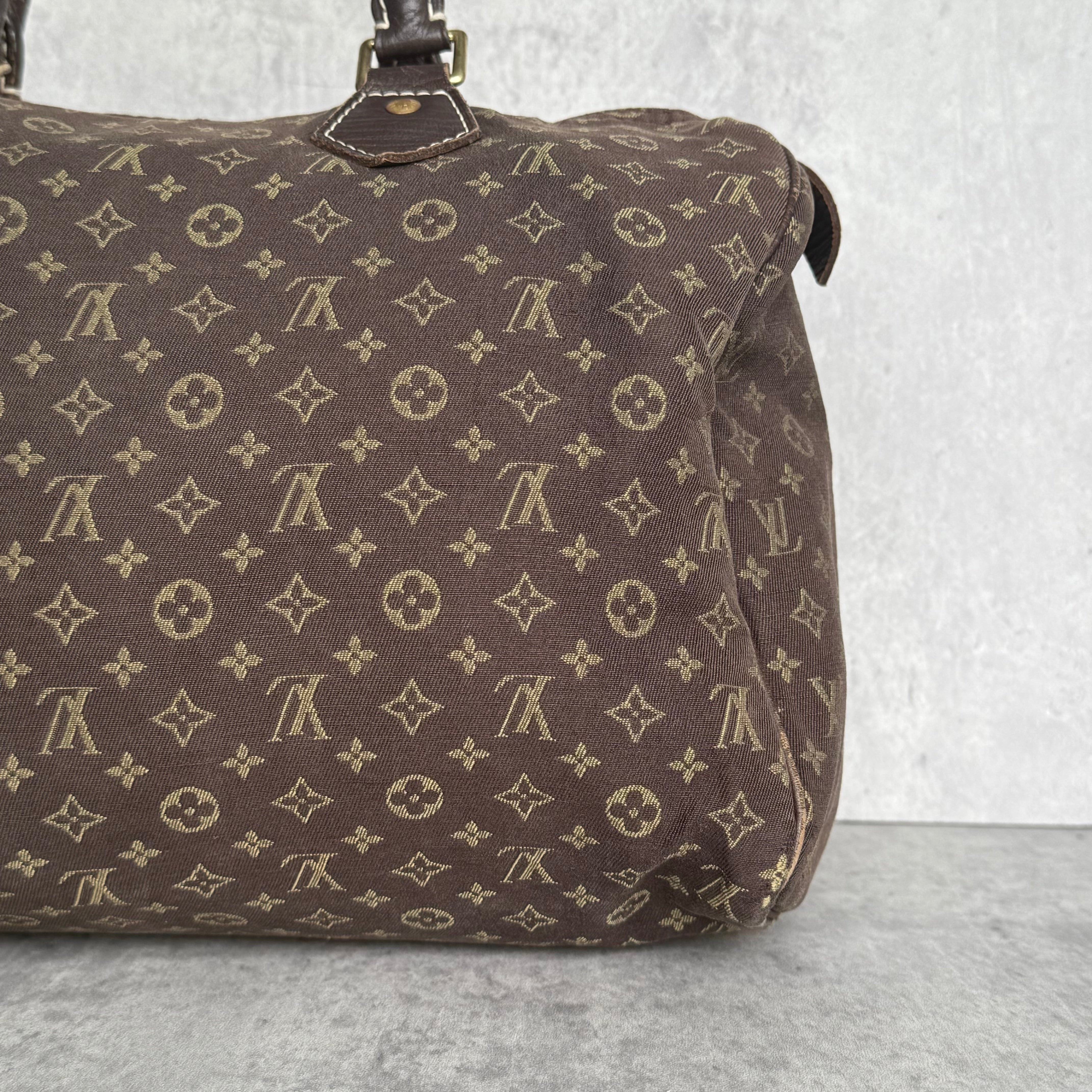 Louis Vuitton Monogram Mini Lin Speedy 30 HandBag Brown