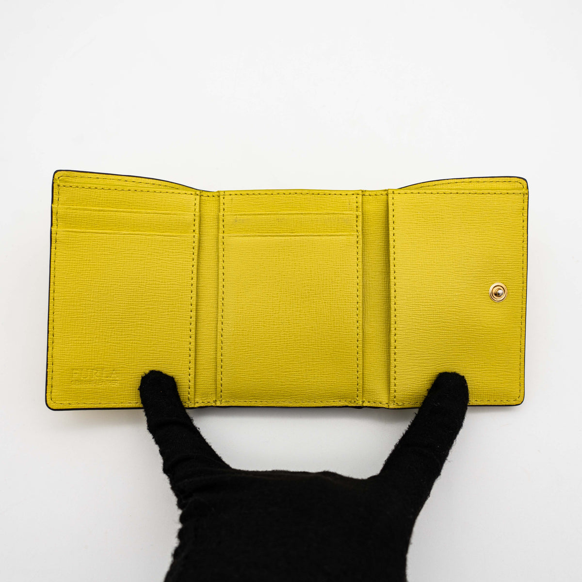 Furla Babylon Compact Leather Trifold Wallet Yellow