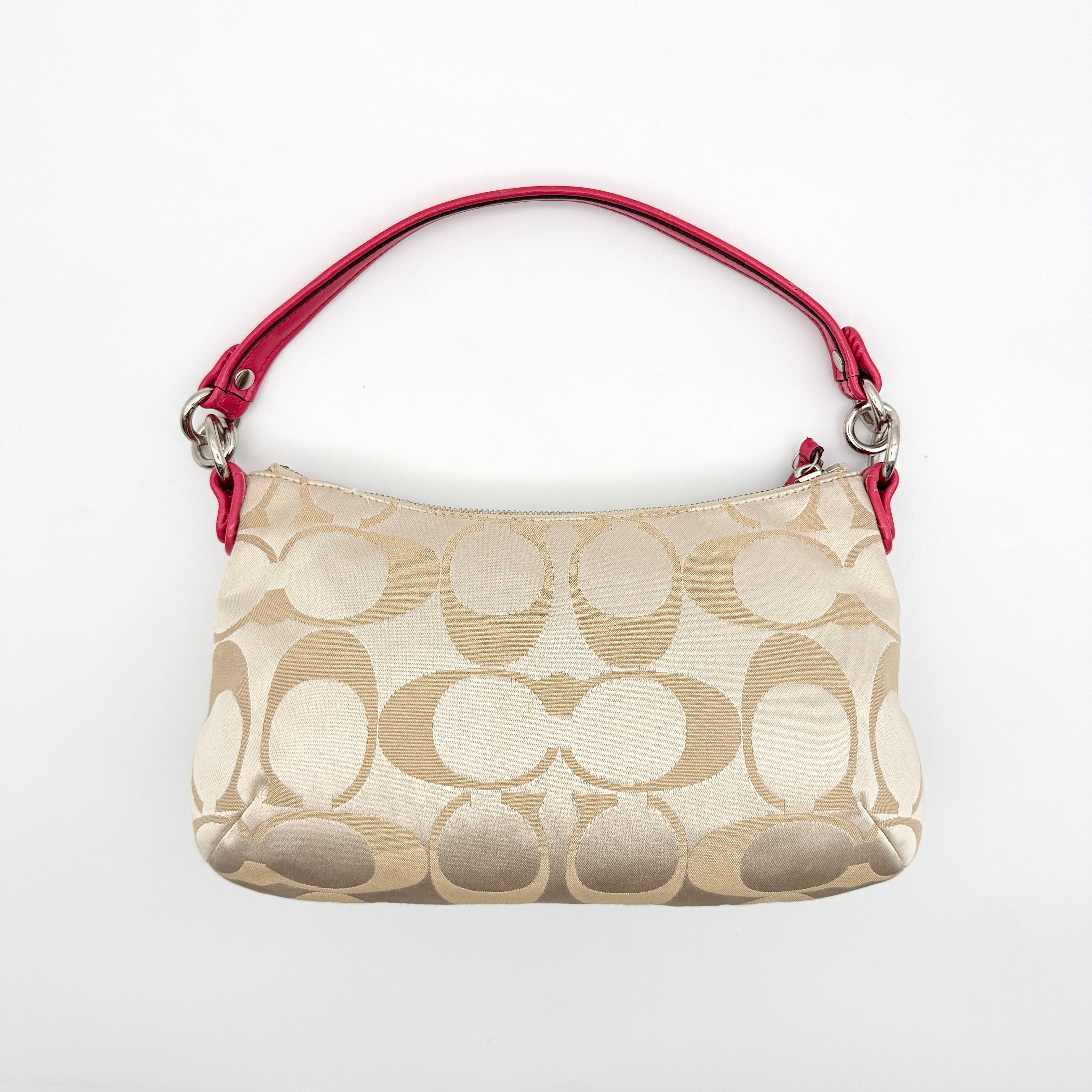 Coach 2Way Signature Shoulder Bag Beige/Pink