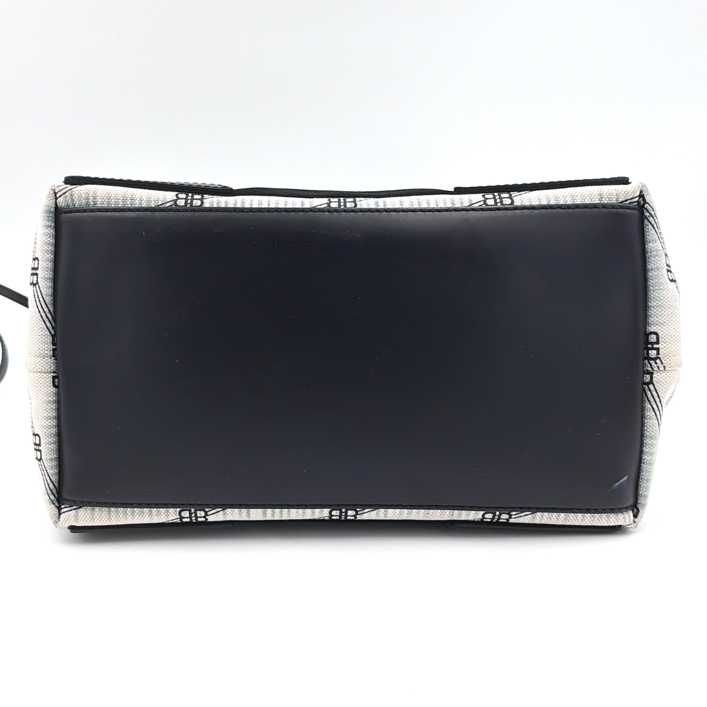 Balenciaga BB Navy Cabas Hobo Tote Bag Black/Cream