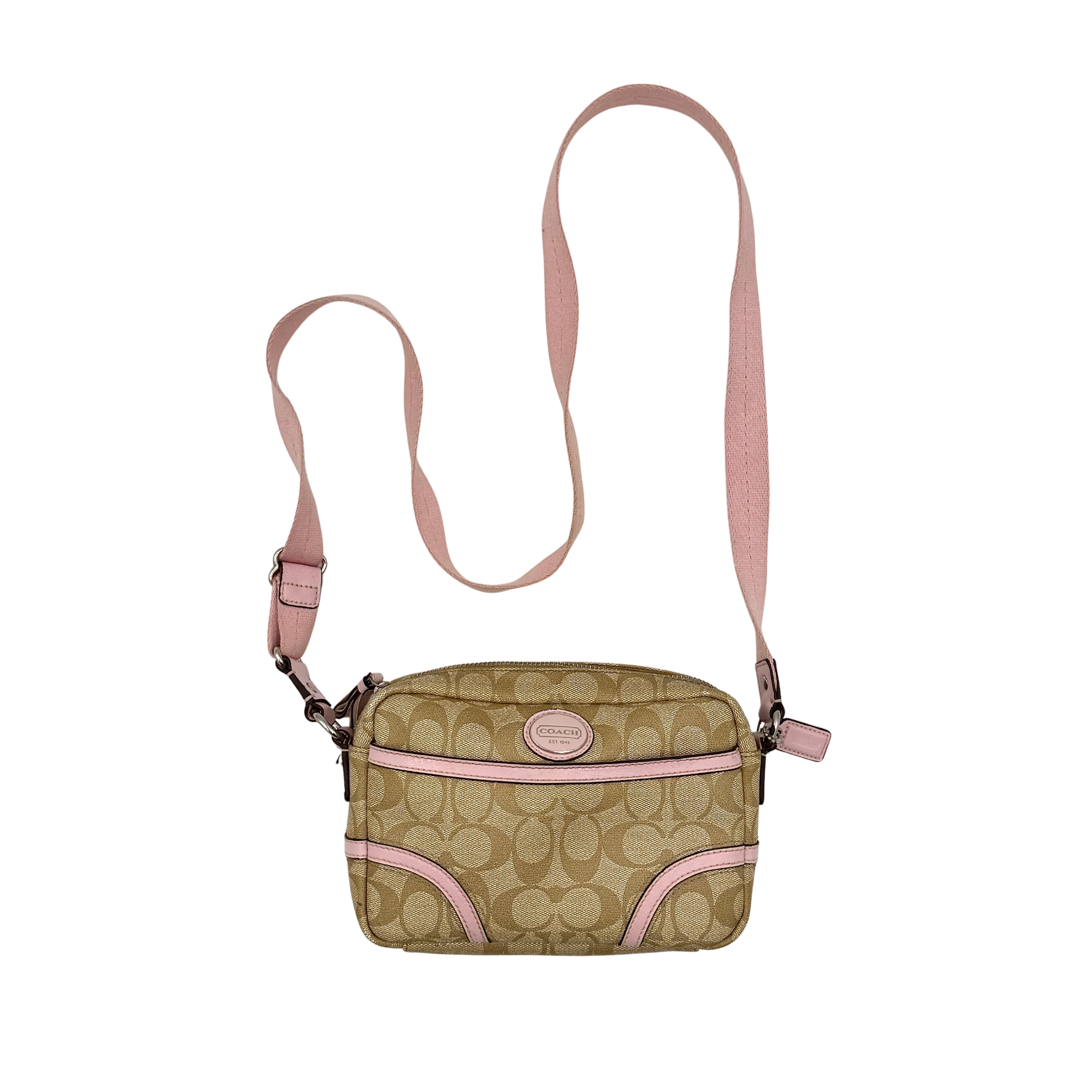 Coach Signature Crossbody Bag Beige/Pink