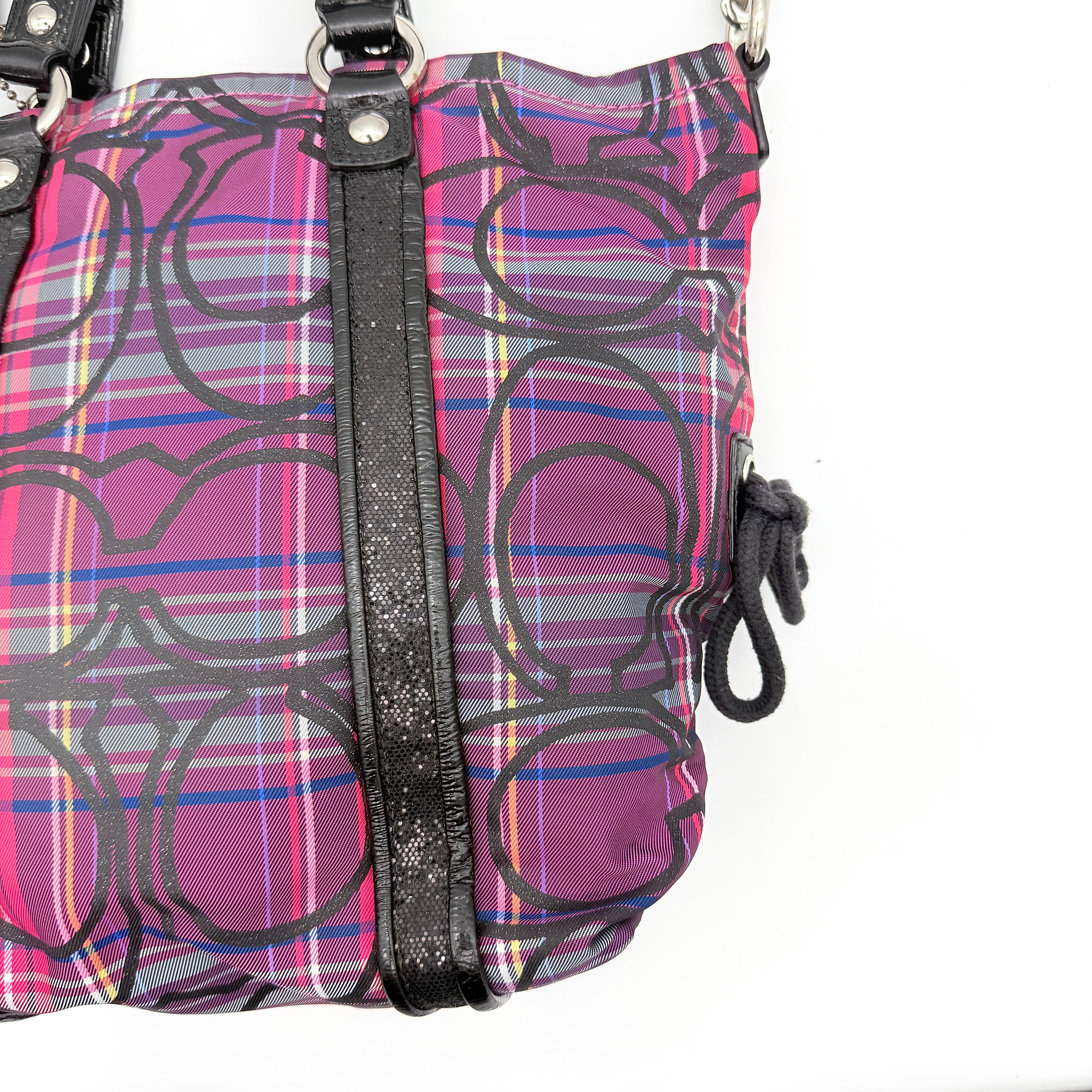 Coach 2Way Poppy Tartan Shoulder Bag Multi