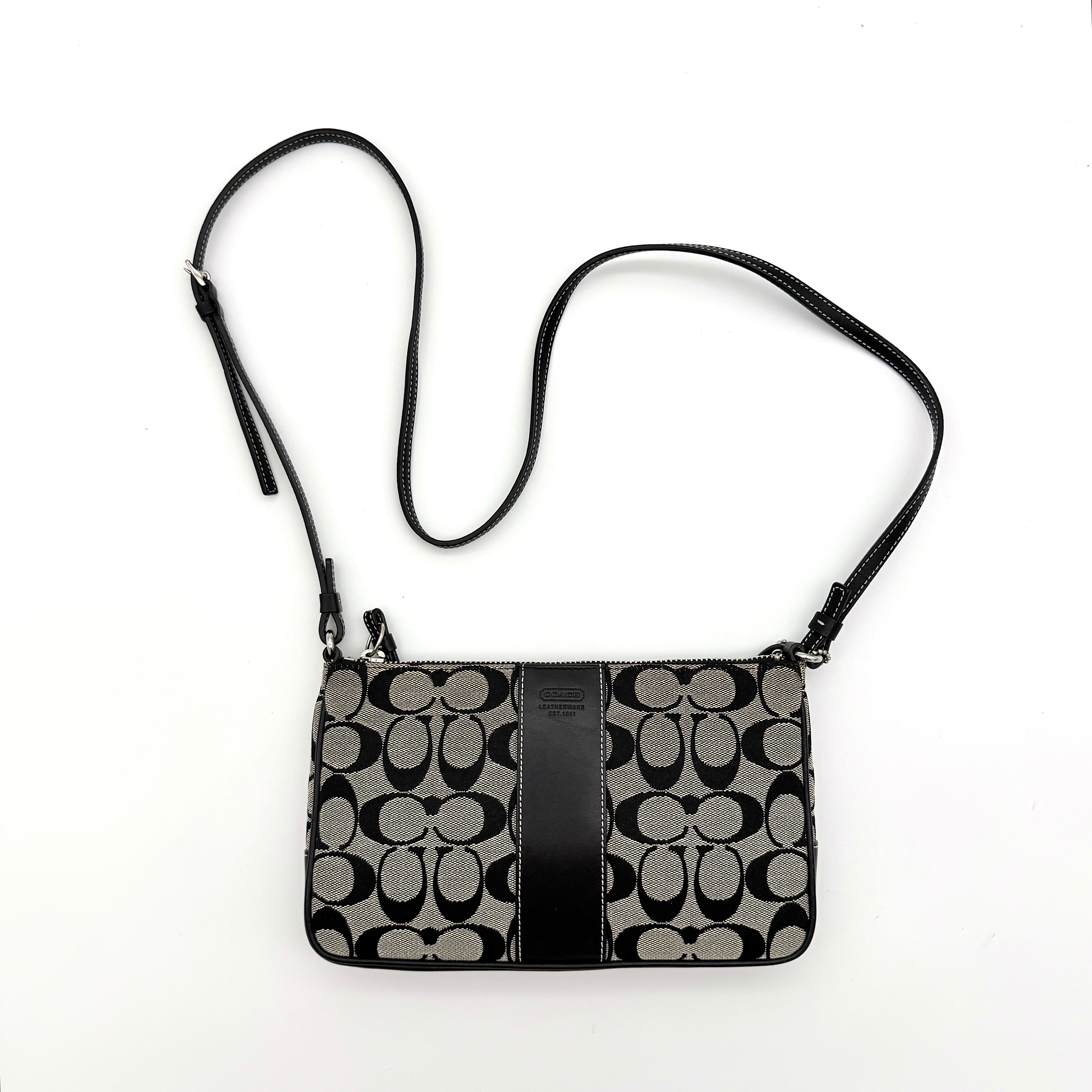 Coach Signature Stripe Crossbody Bag Grey/Black