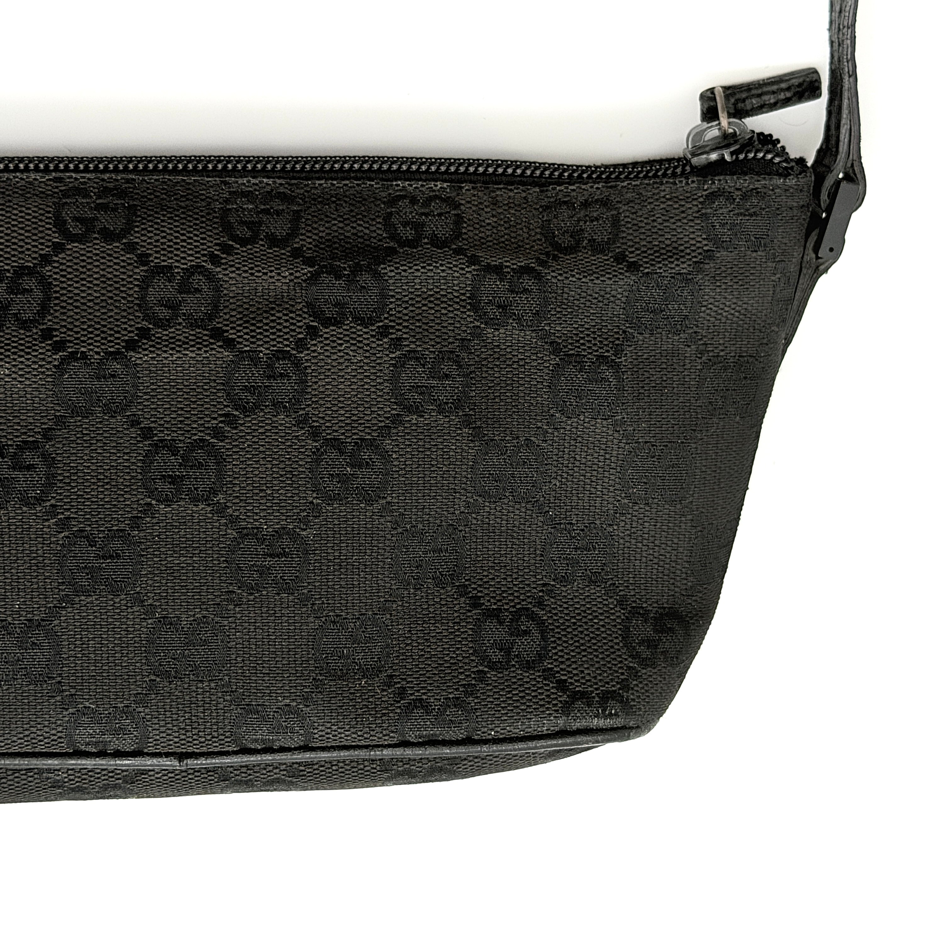 Gucci GG Monogram Pochette Boat Shoulder Bag Black