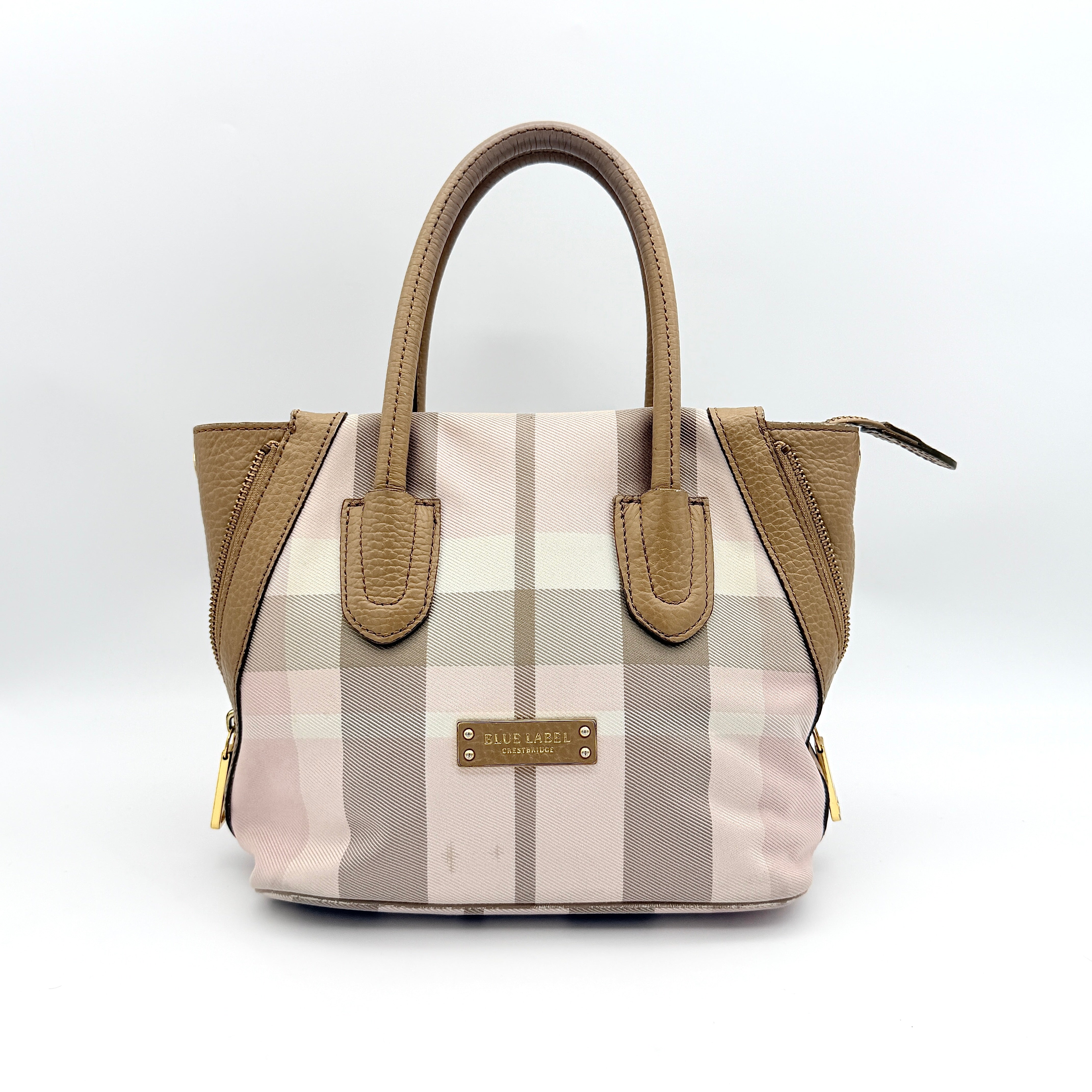 Burberry Blue Label 2Way Dome Check Shoulder Bag White/Brown