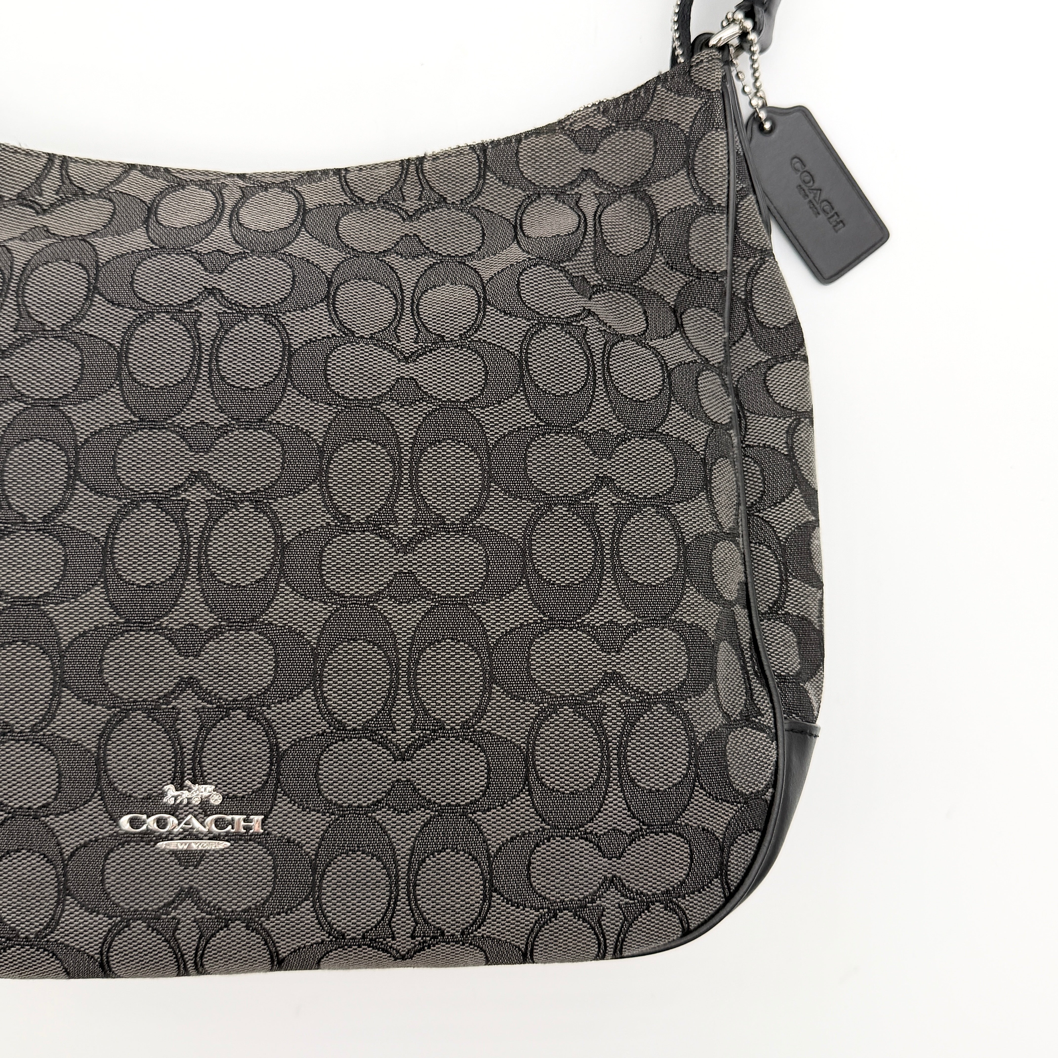 Coach Signature Hobo Shoulder Bag Grey/Black
