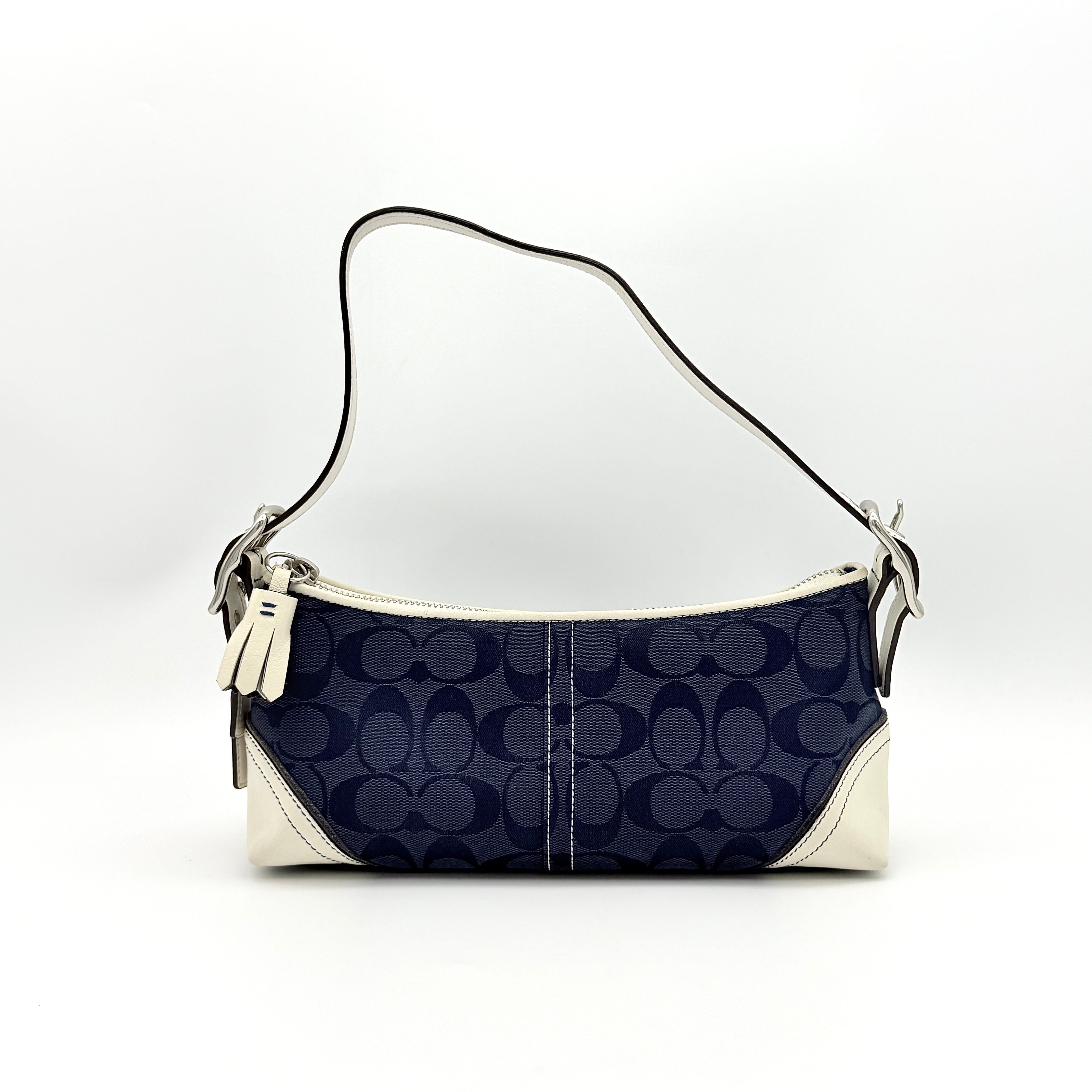 Coach Y2K Hampton Demi Baguette Shoulder Bag Navy/Ivory